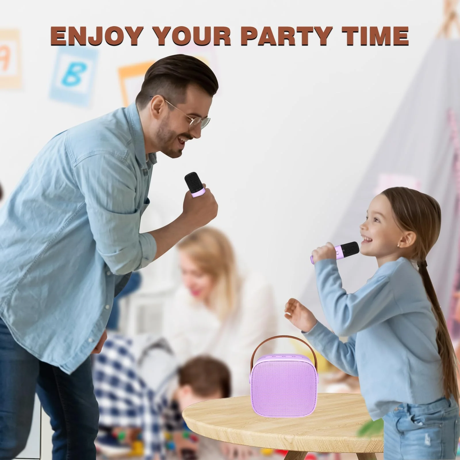 Karaoke Machine for Kids,Most Popular Birthday Gifts for 3, 4, 5, 6, 7, 8, 9, 10,11,12 +Year Old Girls Boys,Mini Karaoke Machine with 2 Wireless Microphones,Portable Bluetooth Home Party (Purple) 2 Mic Purple2 - Image 7