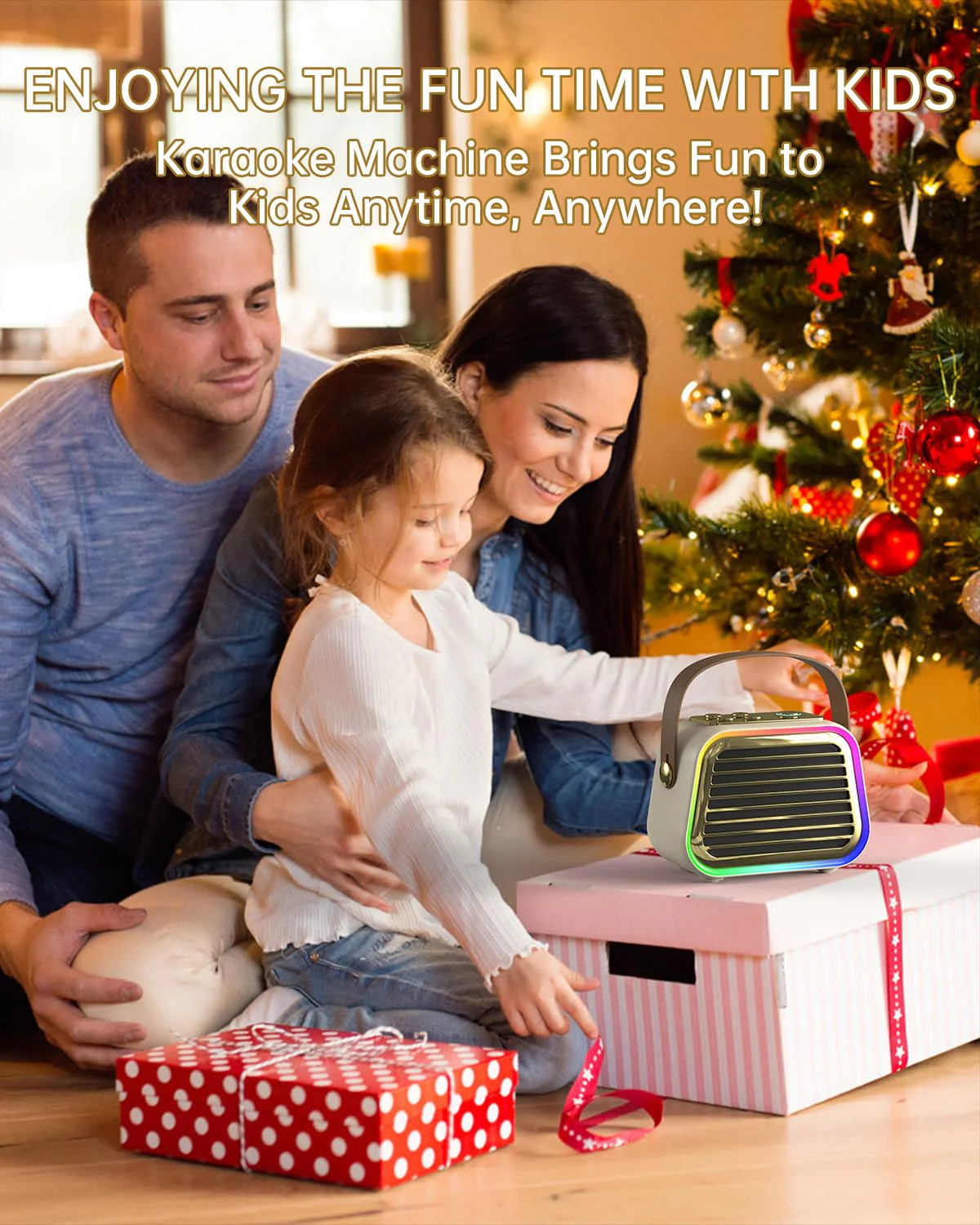 Karaoke Machine for Kids,Portable Bluetooth Mini Karaoke Machine with 2 Wireless Microphones,Five Dynamic LED and Funny Sound for Home Party,Christmas Brithday Ideal Gifts 2-mic - Image 7