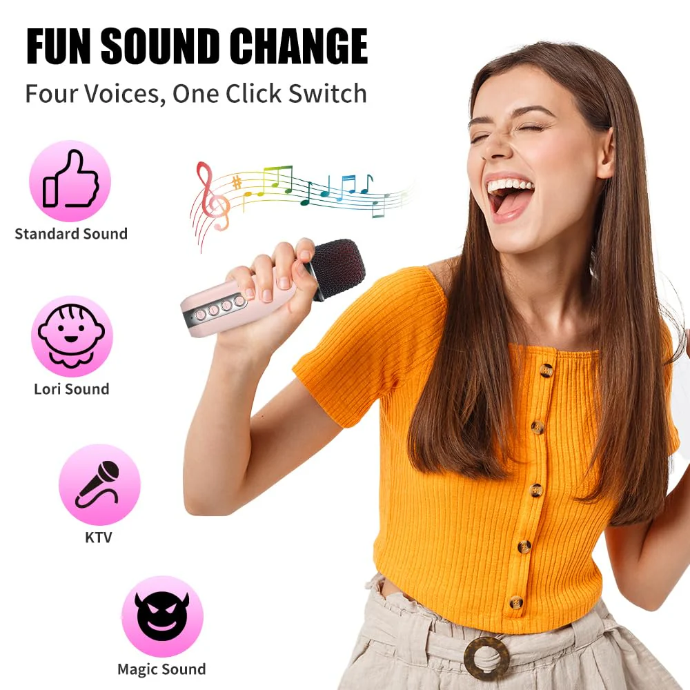Karaoke Machine for Kids,Portable Karaoke Machine with 2 Wireless Microphone with RGB Led Lights Singing Machine Karaoke Speakers Bluetooth with Microphone for Adults,Gifts for Girls and Boys Birthday - Image 3
