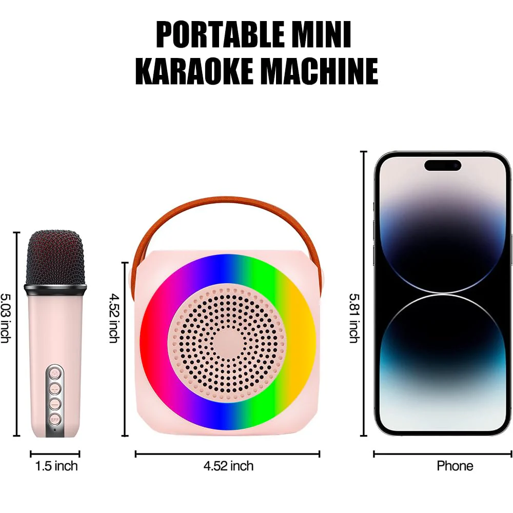 Karaoke Machine for Kids,Portable Karaoke Machine with 2 Wireless Microphone with RGB Led Lights Singing Machine Karaoke Speakers Bluetooth with Microphone for Adults,Gifts for Girls and Boys Birthday - Image 6