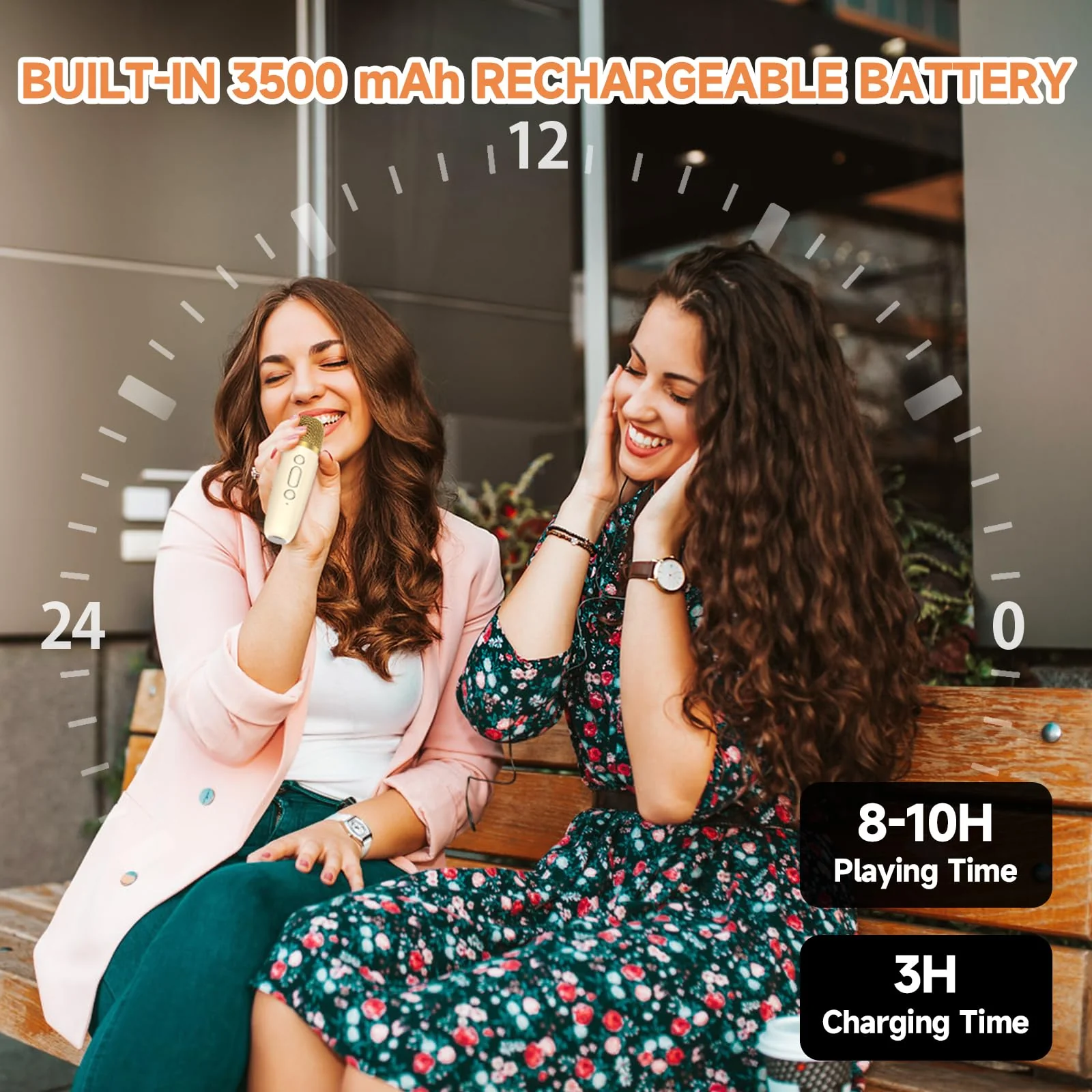 Karaoke Machine with 1 Wireless Mircophone for Adults Kids, Portable Bluetooth Karaoke Speaker with 3.5" Full-Range Speaker and Colorful LED Lights, Support USB/TF Card/AUX (1Mics) 1Mics - Image 4