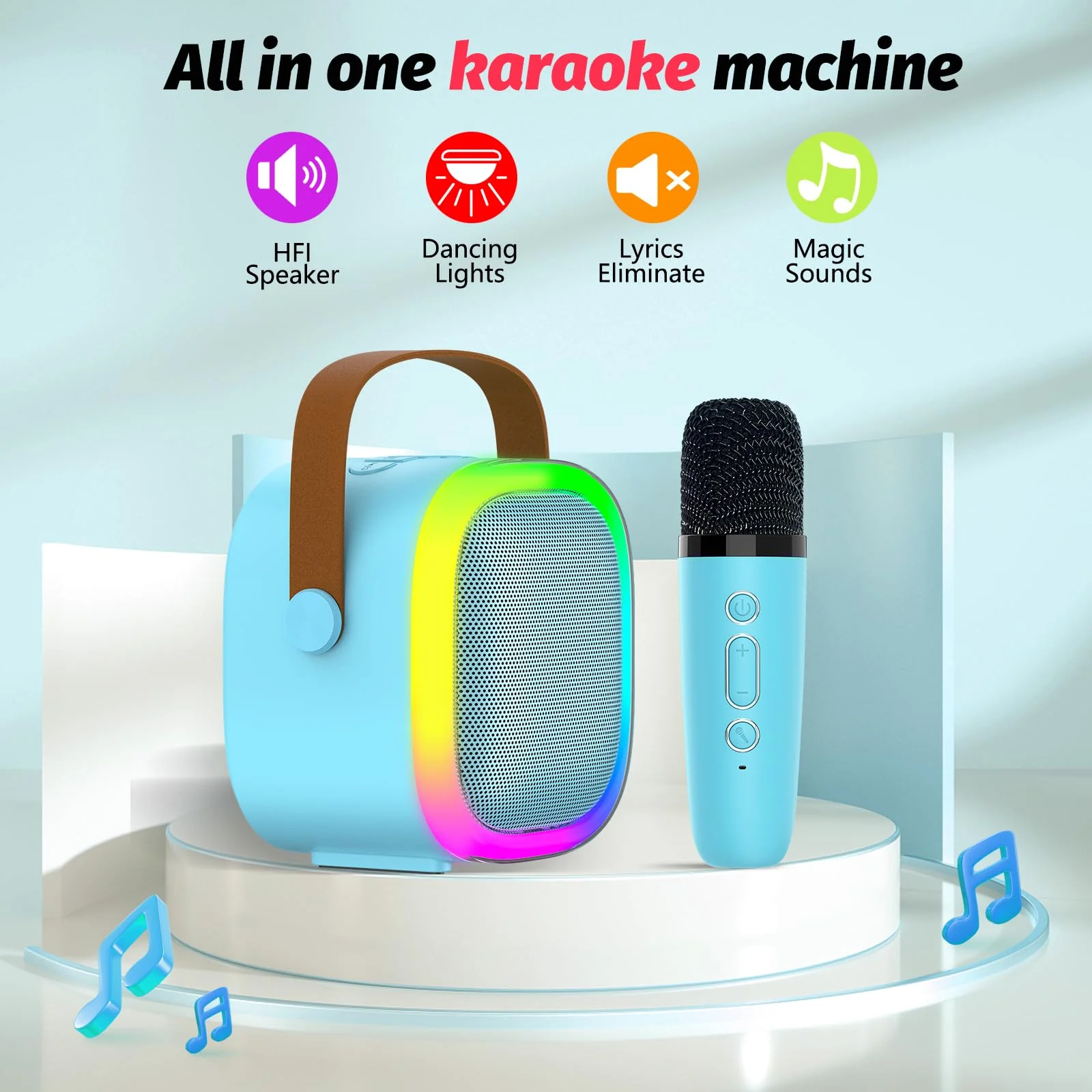 Karaoke Microphone Machine for Kids Adults, 4-12 Years Old Girls Christmas Birthday Gift for Girls and Boys, Karaoke Toys for Ages 4, 5, 6, 7, 8, 9, 10, 12 +Year Old Birthday Party (Blue-02) Blue-02 - Image 2