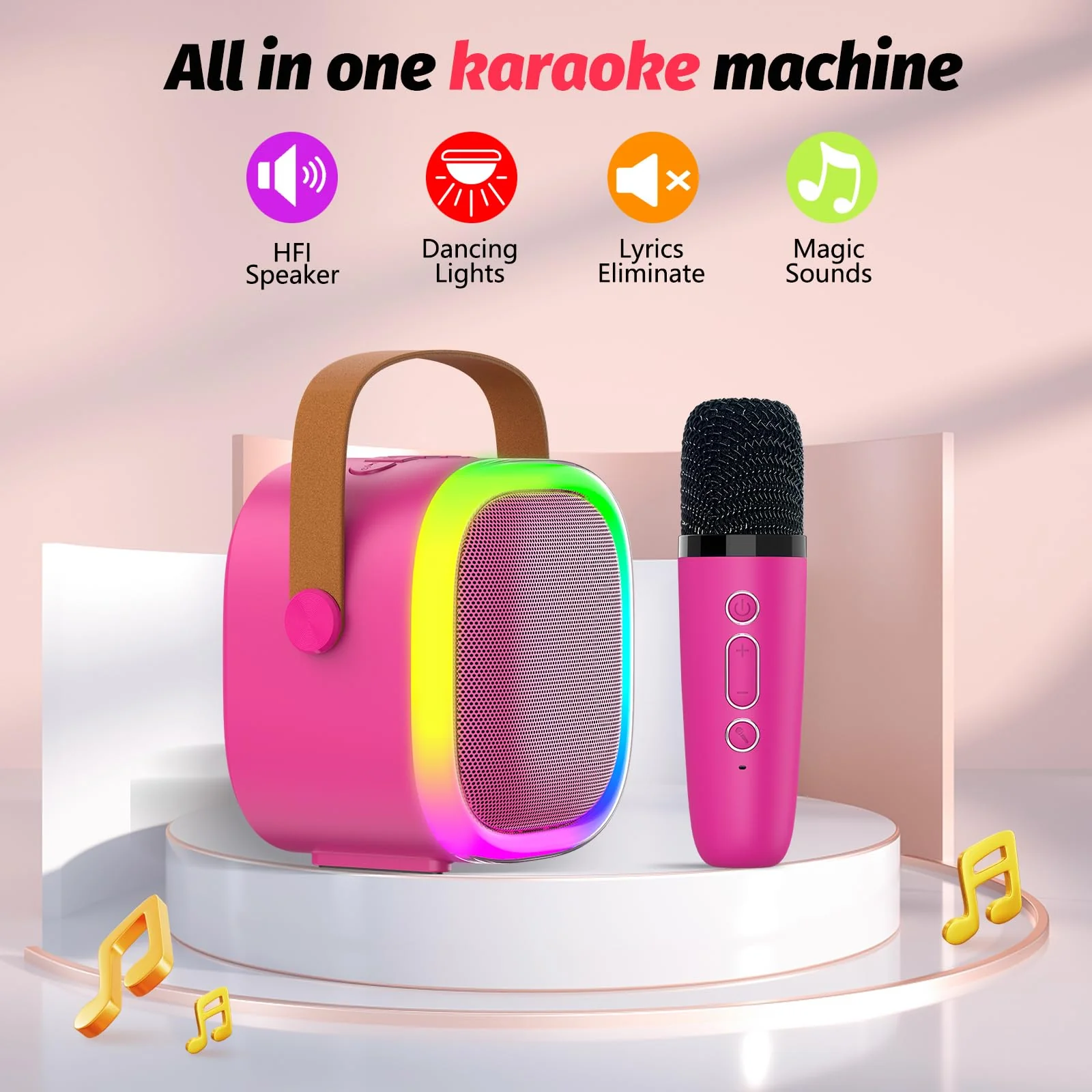Karaoke Microphone Machine for Kids Adults, 4-12 Years Old Girls Christmas Birthday Gift for Girls and Boys, Karaoke Toys for Ages 4, 5, 6, 7, 8, 9, 10, 12 +Year Old Family Home Party (Red-01) Red - Image 2