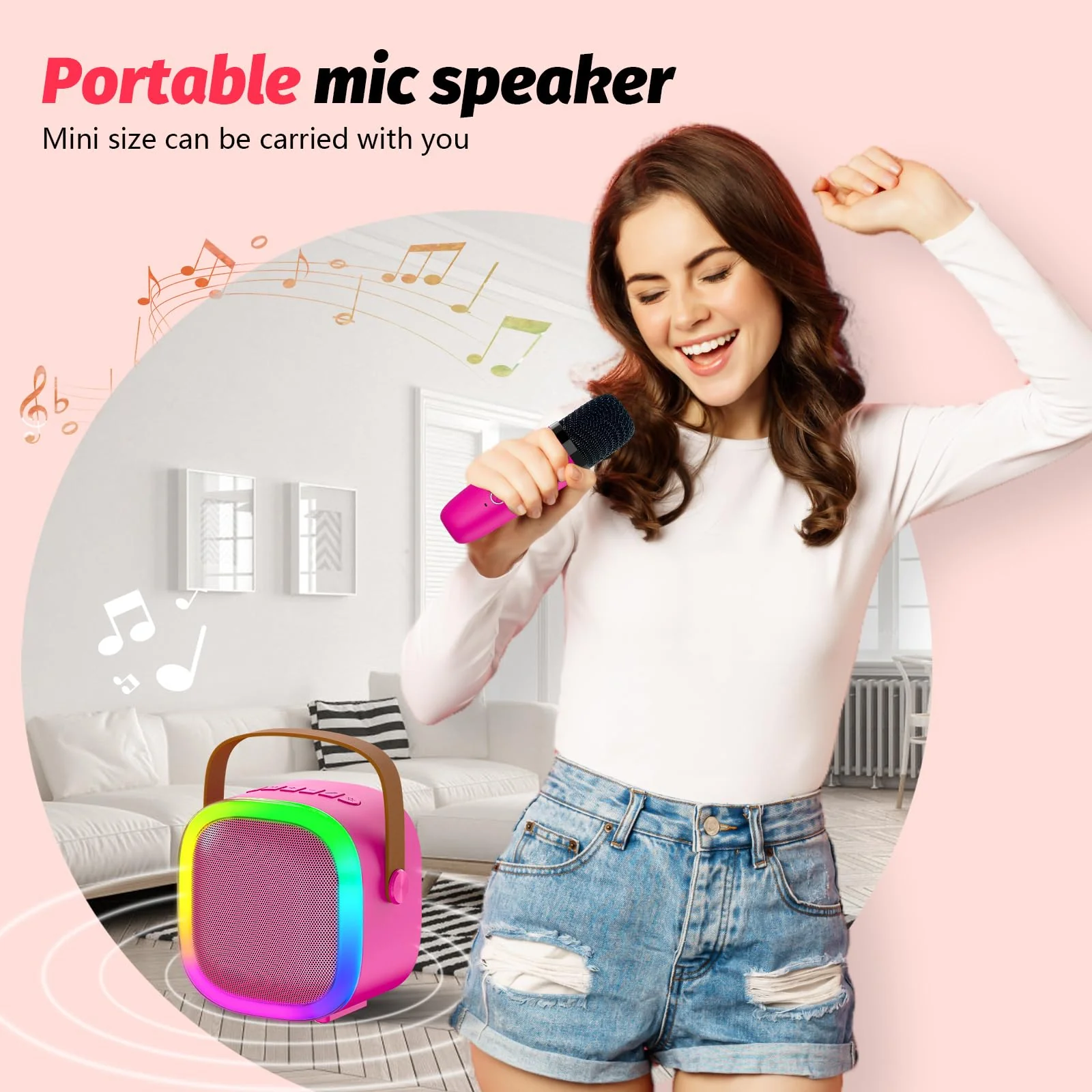 Karaoke Microphone Machine for Kids Adults, 4-12 Years Old Girls Christmas Birthday Gift for Girls and Boys, Karaoke Toys for Ages 4, 5, 6, 7, 8, 9, 10, 12 +Year Old Family Home Party (Red-01) Red - Image 4