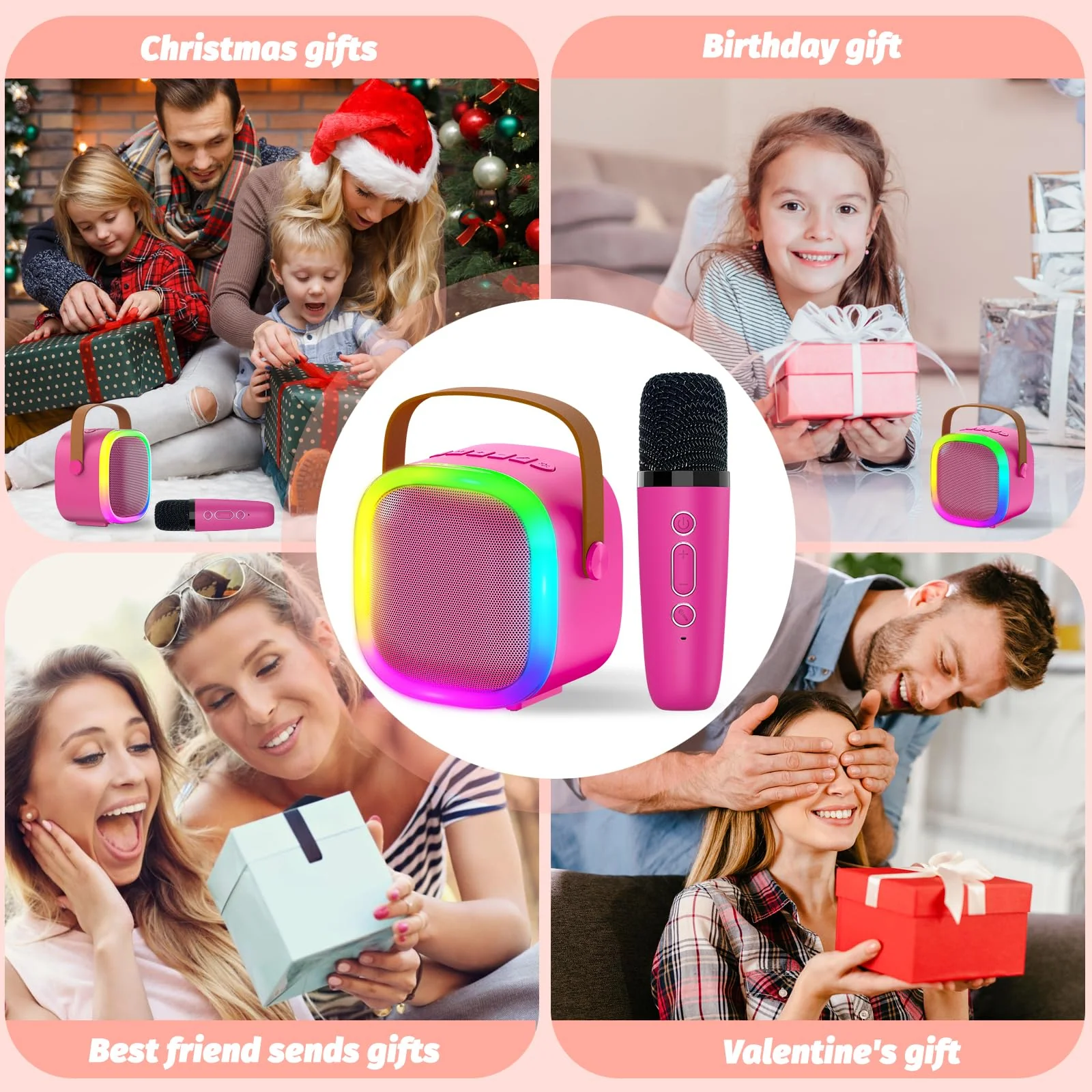 Karaoke Microphone Machine for Kids Adults, 4-12 Years Old Girls Christmas Birthday Gift for Girls and Boys, Karaoke Toys for Ages 4, 5, 6, 7, 8, 9, 10, 12 +Year Old Family Home Party (Red-01) Red - Image 7