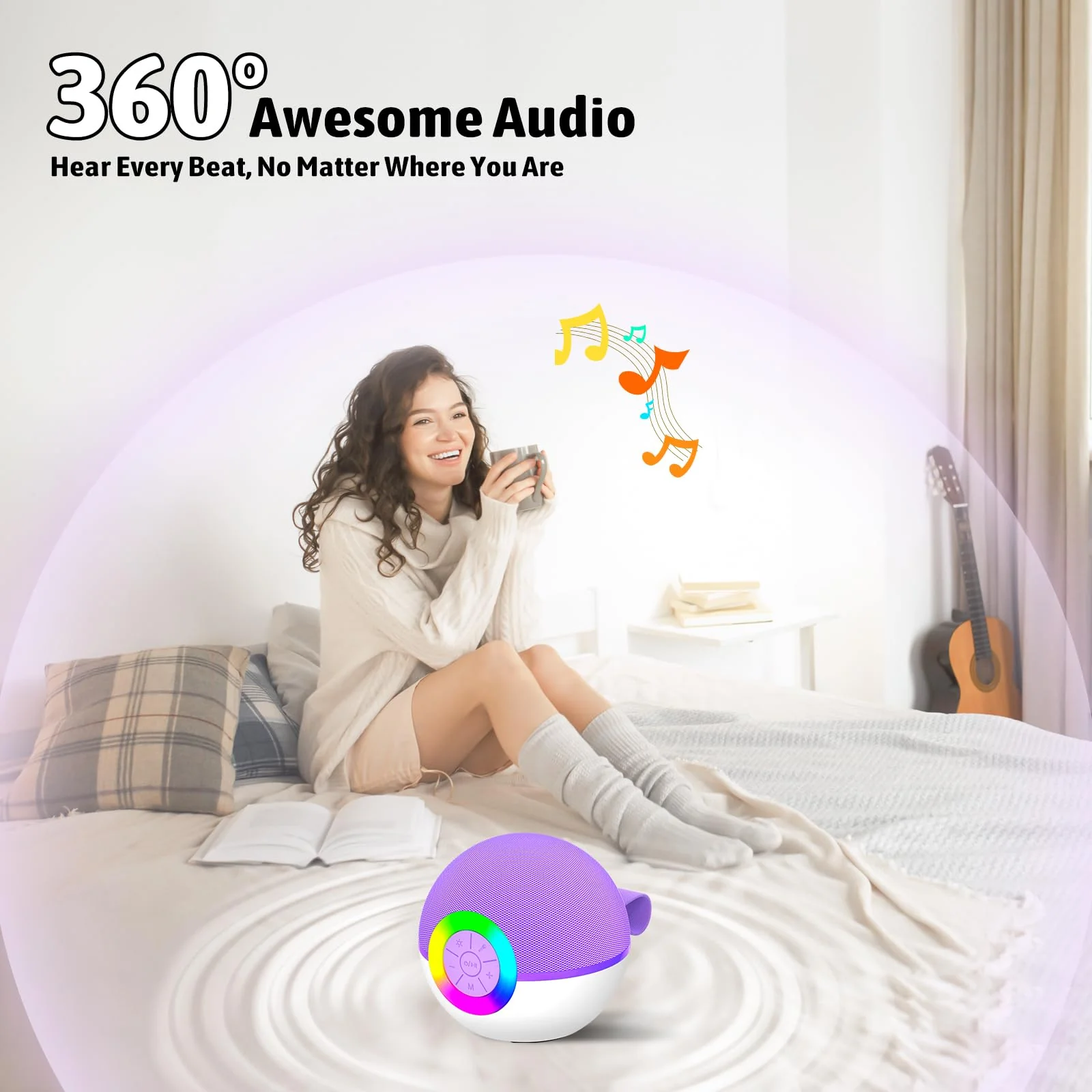 Karaoke Microphone Machine Toys for Kids Adults, Mini Portable Bluetooth Speaker with 2 Wireless Mics, Christmas Birthday Gifts for Boys Girls Ages 3 4 5 6 7 8 9 10 11 12+Year Old Purple Purple-2 Mics - Image 4