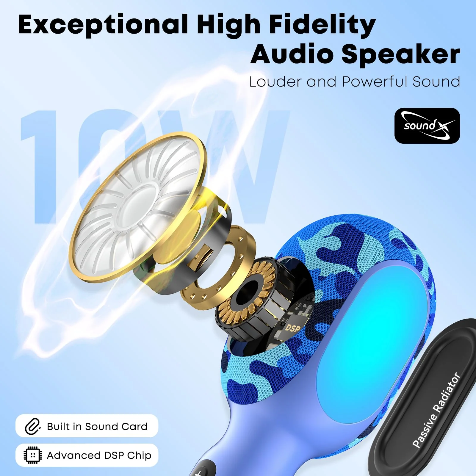 Karaoke Microphone Wireless Bluetooth with Speaker, Portable Handheld Mic for Kid Adult, 6 Voice Changer & 4 LED Light Effects, Singing Microphone with Speech Mode, Birthday Gift for Girls Boys Teens Blue - Image 2