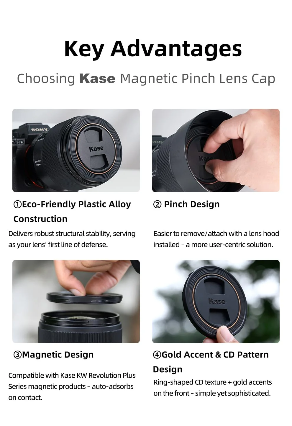 Kase Magnetic Pinch Lens Cap Plus Universal fits Wolverine, Revolution & Skyeye (82mm) 82mm - Image 5