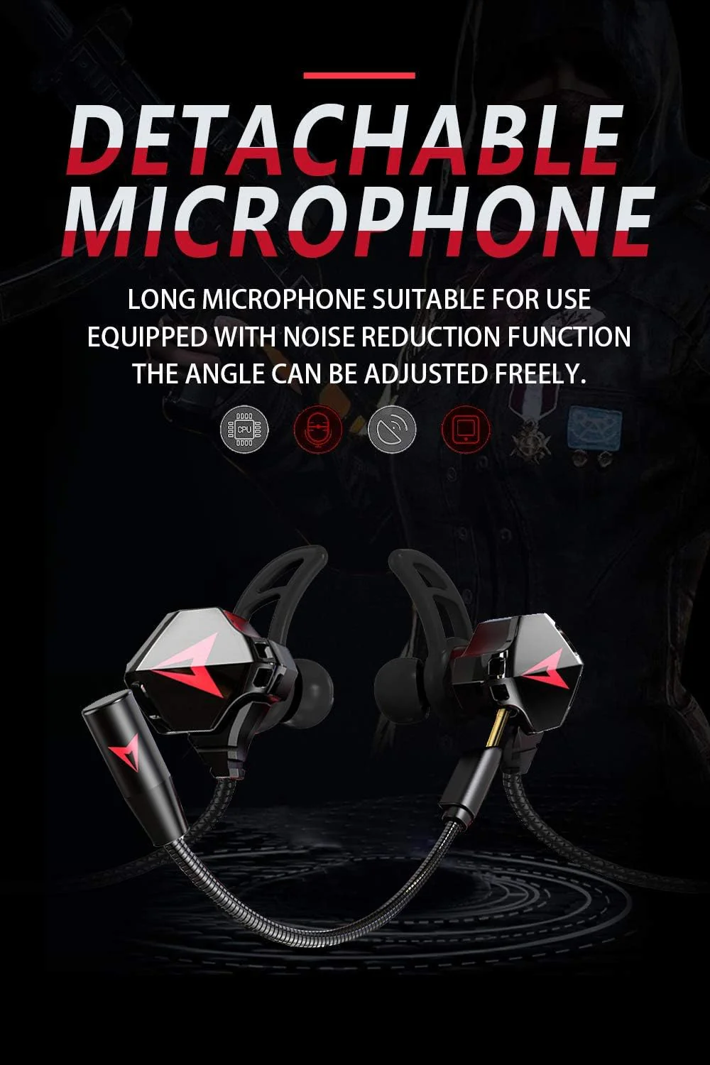 KASOTT Battle Buds Pro in-Ear Gaming Headset with Dual Microphone, Mute and Volume Control, Wired Earphones for Mobile Gaming, Nintendo Switch, Xbox One, PS, PC (Black) Black - Image 2