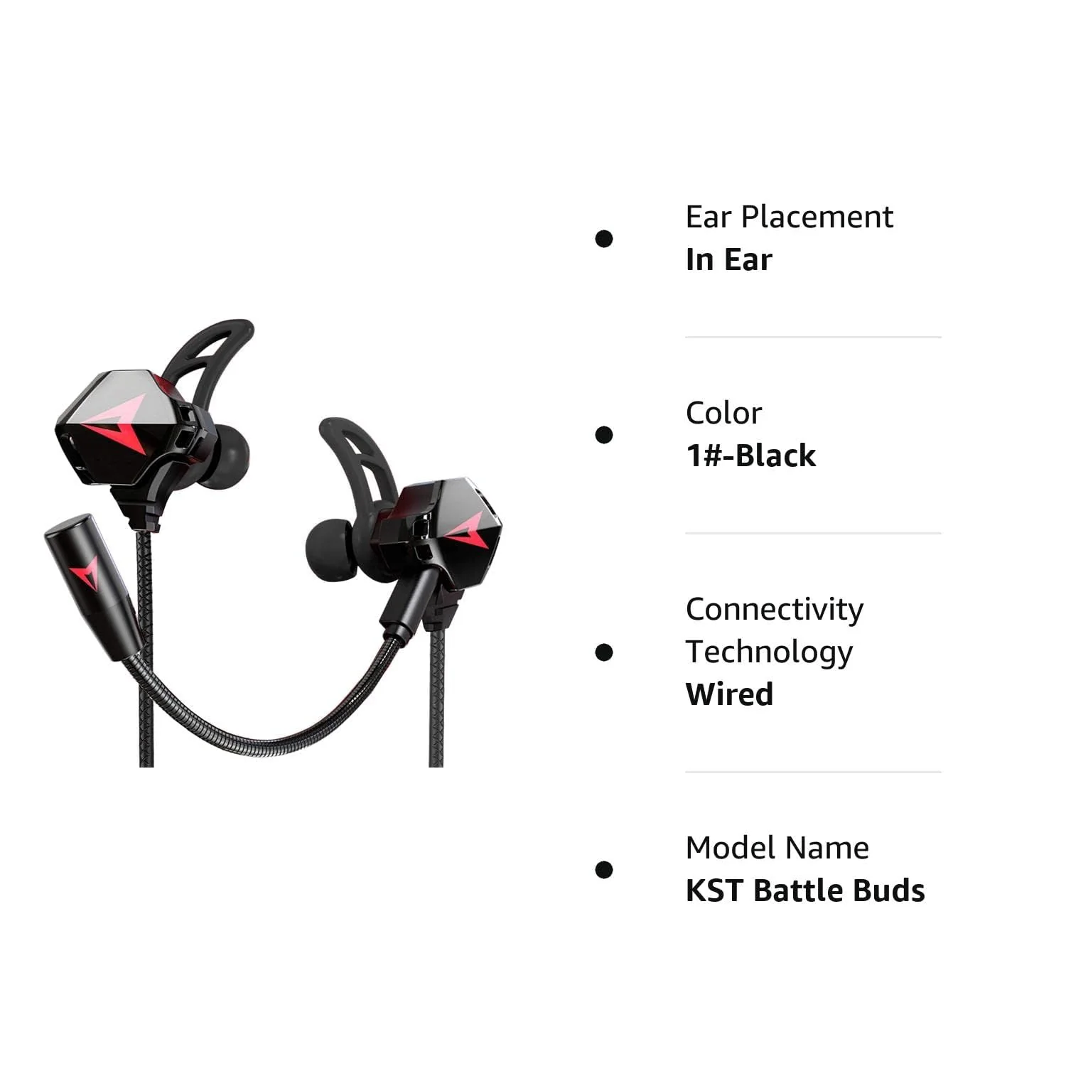 KASOTT Battle Buds Pro in-Ear Gaming Headset with Dual Microphone, Mute and Volume Control, Wired Earphones for Mobile Gaming, Nintendo Switch, Xbox One, PS, PC (Black) Black - Image 7