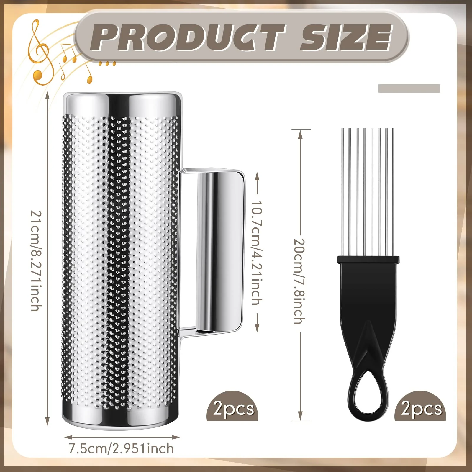 Kathfly 4 Pcs Guiro Instrument Metal Stainless Steel Musical Latin Percussion Shaker with Scrapers for Live Performance(3 x 8 Inch) 3 x 8 Inch - Image 2