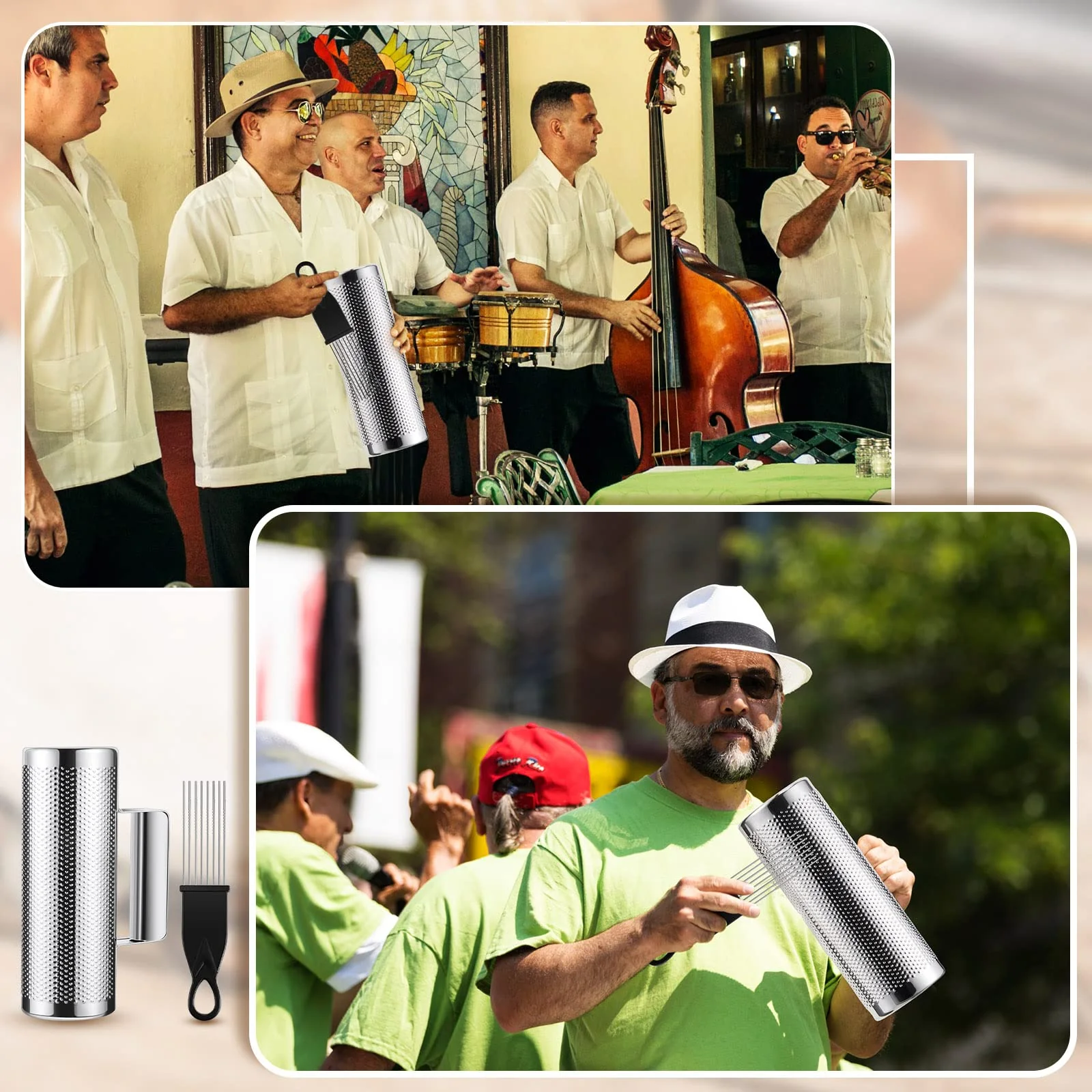 Kathfly 4 Pcs Guiro Instrument Metal Stainless Steel Musical Latin Percussion Shaker with Scrapers for Live Performance(3 x 8 Inch) 3 x 8 Inch - Image 5