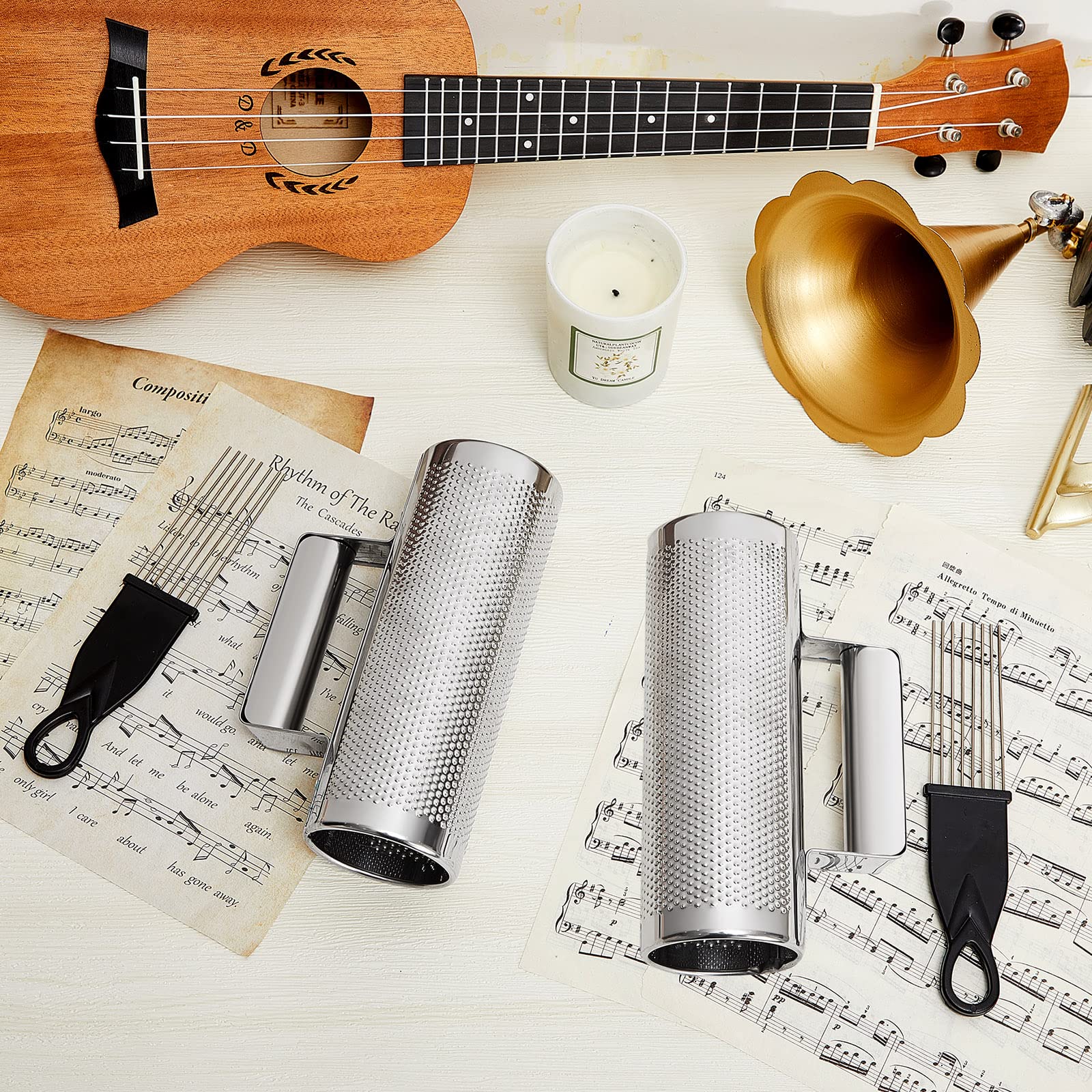 Kathfly 4 Pcs Guiro Instrument Metal Stainless Steel Musical Latin Percussion Shaker with Scrapers for Live Performance(3 x 8 Inch) 3 x 8 Inch - Image 7