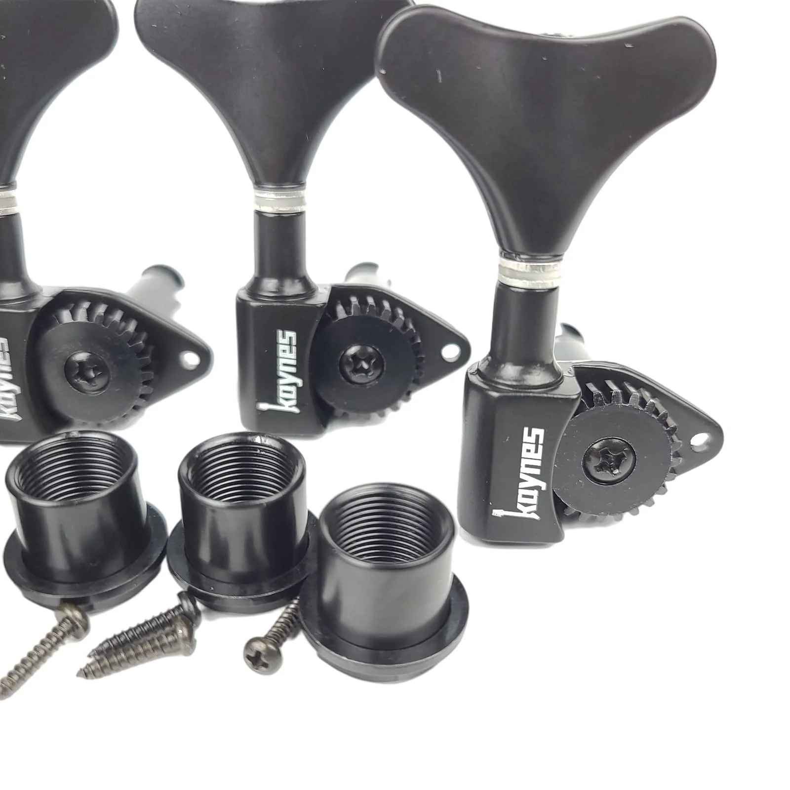 KAYNES 1:24 Ratio Electric Bass Guitar Machine Heads Tuners Guitar Tuning Key Pegs Open Gear Replacement for Jazz Precision (4 for Right, Black) 4 for Right - Image 2