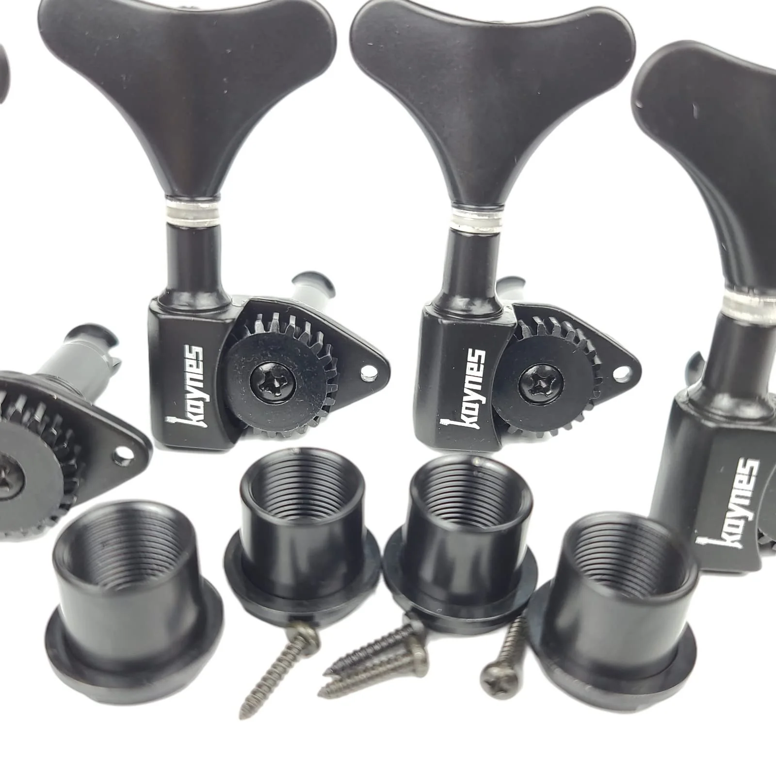 KAYNES 1:24 Ratio Electric Bass Guitar Machine Heads Tuners Guitar Tuning Key Pegs Open Gear Replacement for Jazz Precision (4 for Right, Black) 4 for Right - Image 3