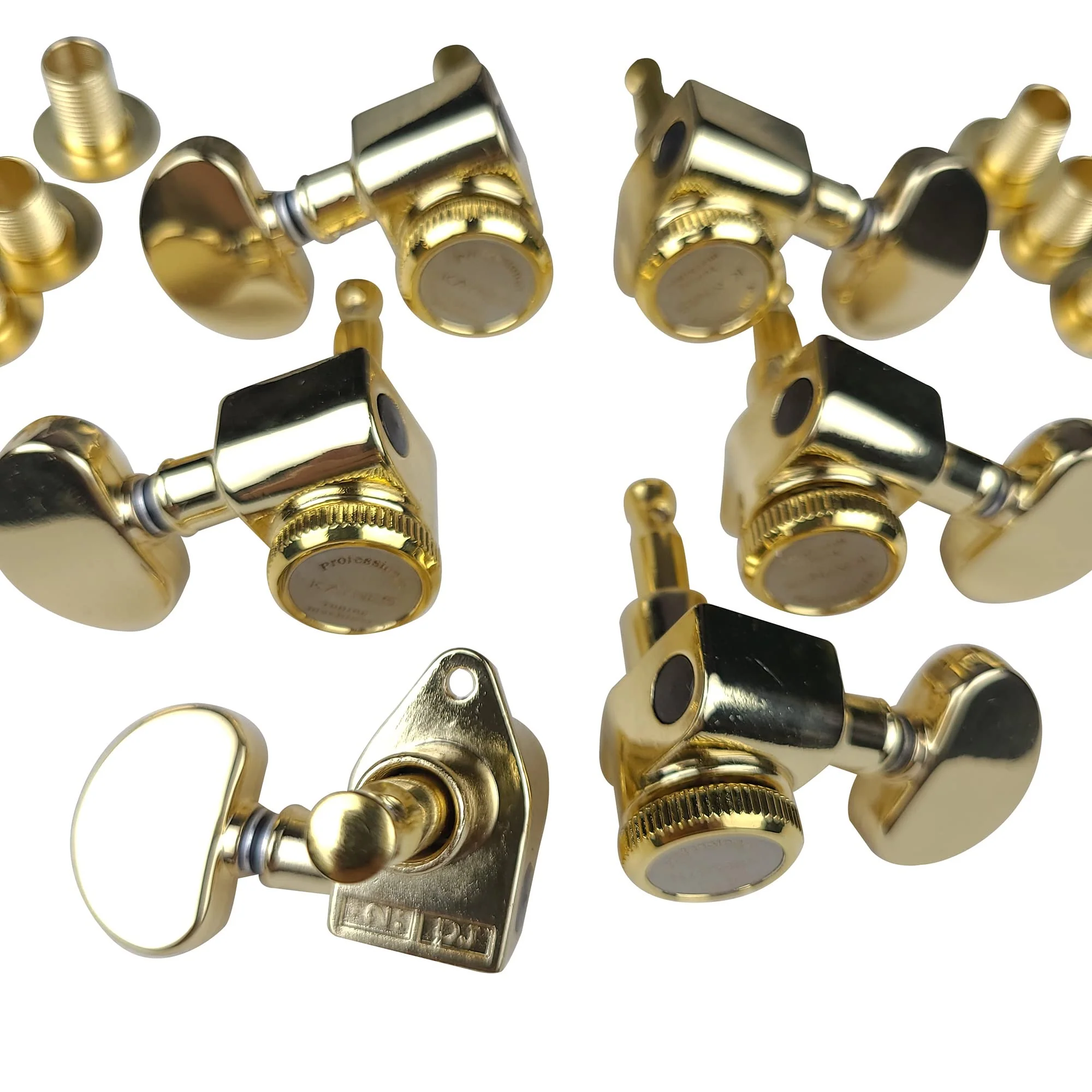 Kaynes 3x3 Guitar Lock String Tuning Pegs – Gold Locking Tuners Keys Machine Heads Tuners with Half-Circle Handle for Les Paul LP SG Style Electric or Acoustic Guitar (Golden) Golden - Image 2
