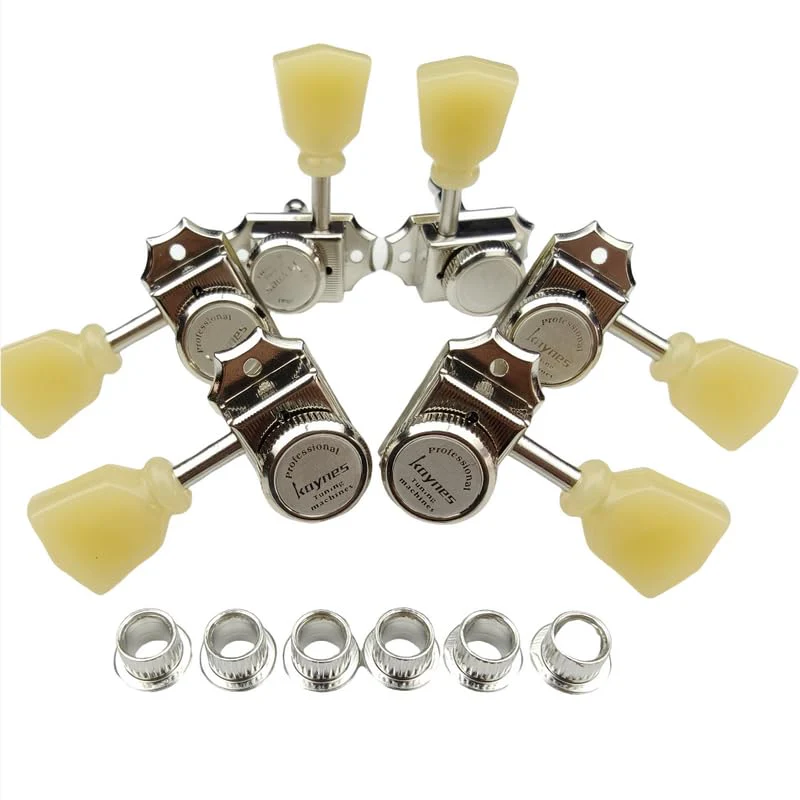 Kaynes 3x3 Guitar Lock String Tuning Pegs – Nickel Silver Vintage Deluxe Style Locking Tuners Keys Machine Heads Tuners for Les Paul LP SG Style Electric or Acoustic Guitar (Nickel) - Image 2