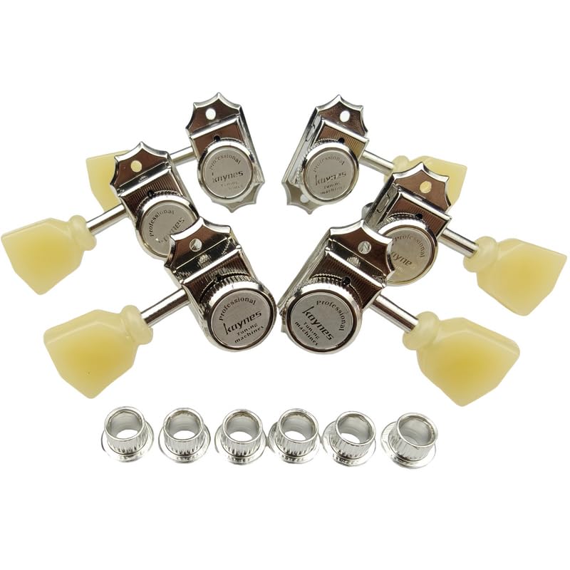 Kaynes 3x3 Guitar Lock String Tuning Pegs – Nickel Silver Vintage Deluxe Style Locking Tuners Keys Machine Heads Tuners for Les Paul LP SG Style Electric or Acoustic Guitar (Nickel) - Image 3