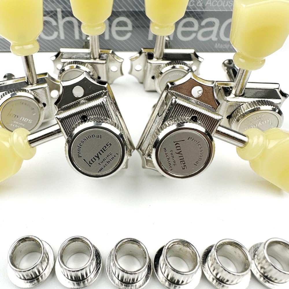 Kaynes 3x3 Guitar Lock String Tuning Pegs – Nickel Silver Vintage Deluxe Style Locking Tuners Keys Machine Heads Tuners for Les Paul LP SG Style Electric or Acoustic Guitar (Nickel) - Image 5