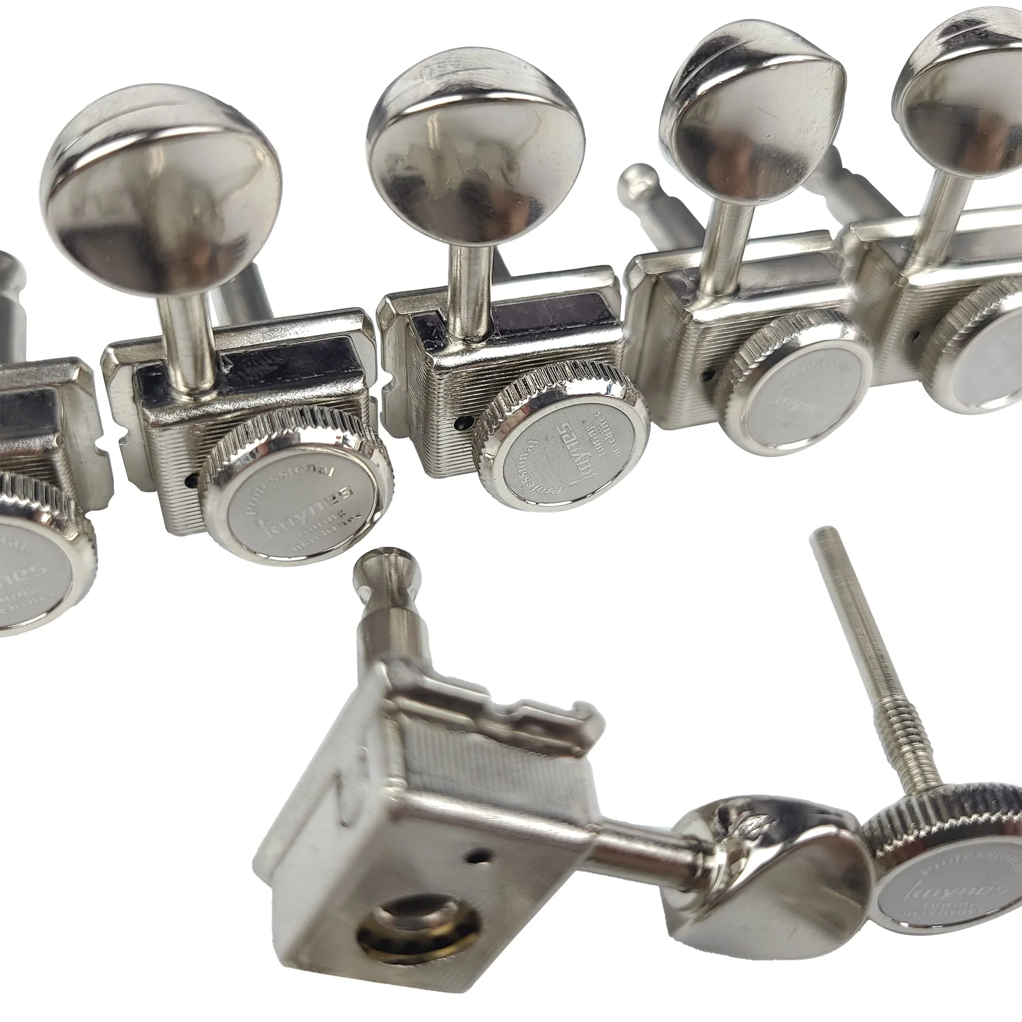 Kaynes 6 In line Guitar Locking Tuners – Nickel Silver Vintage Lock String Tuning Keys Pegs Machine Heads Tuners for Telecaster Tele Stratocaster Strat ST TL Style Electric or Acoustic Guitar - Image 2