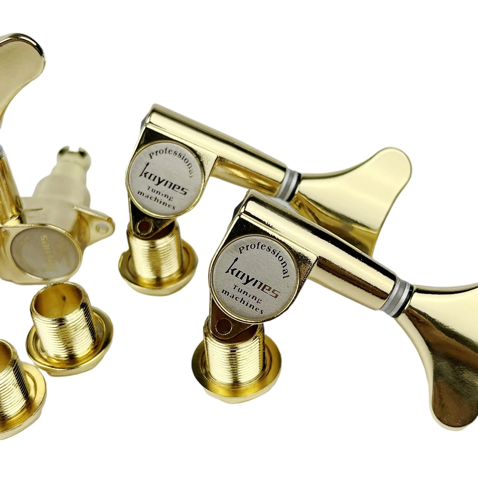 KAYNES Guitar Bass Tuners - 1:18 Ratio Gold Headstock Sealed Machine Heads Tuners Closed Tuning Key Pegs Replacement for Electric Jazz Bass or Precision (2R + 2L, Golden) 2R + 2L - Image 2