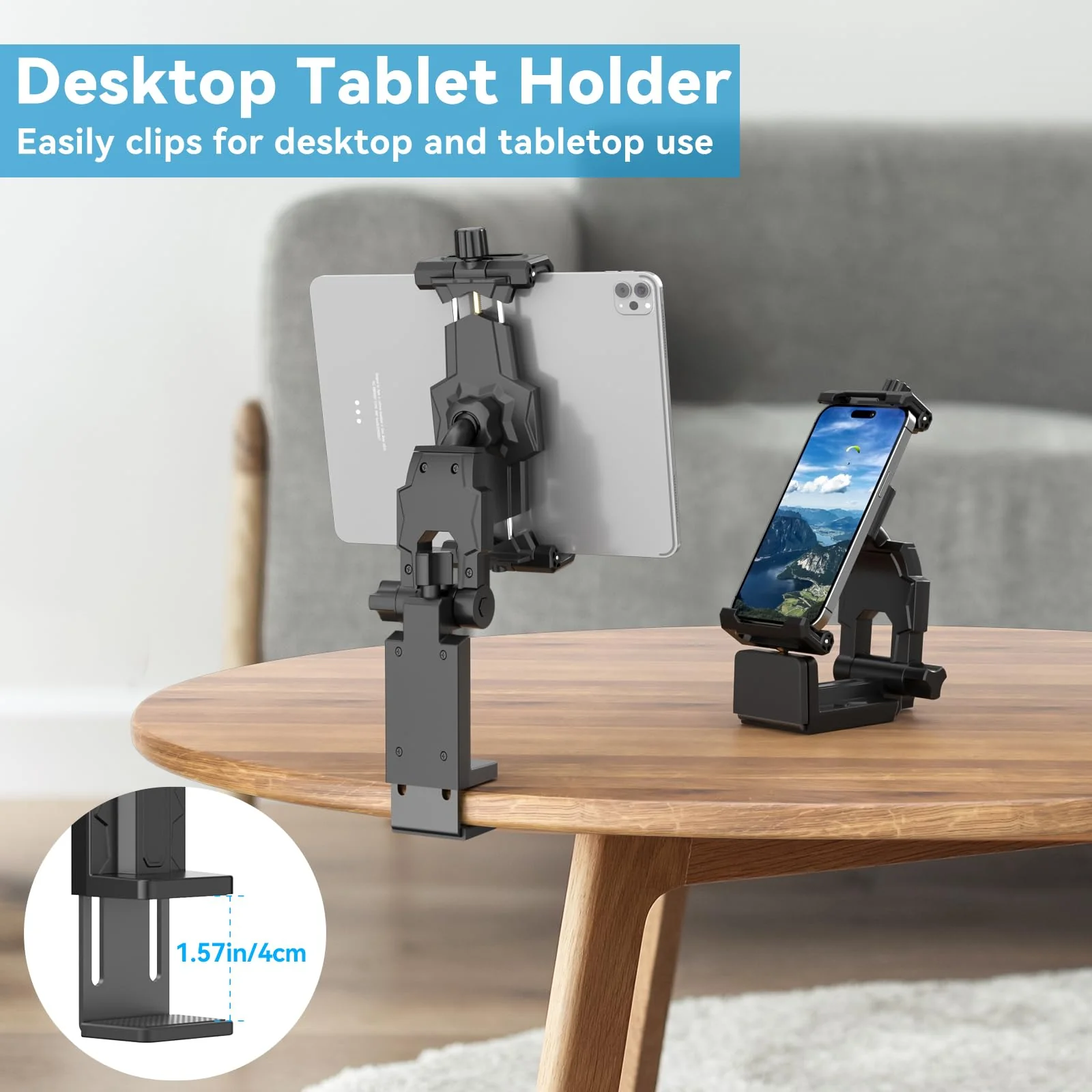KDD Airplane Tablet Holder Mount, Adjustable Travel Essentials iPad Phone Stand with 360 Degree Rotation, Portable Tesla Model 3/Y Car Headrest Mount Compatible with iPad, Phone, Switch - Image 3