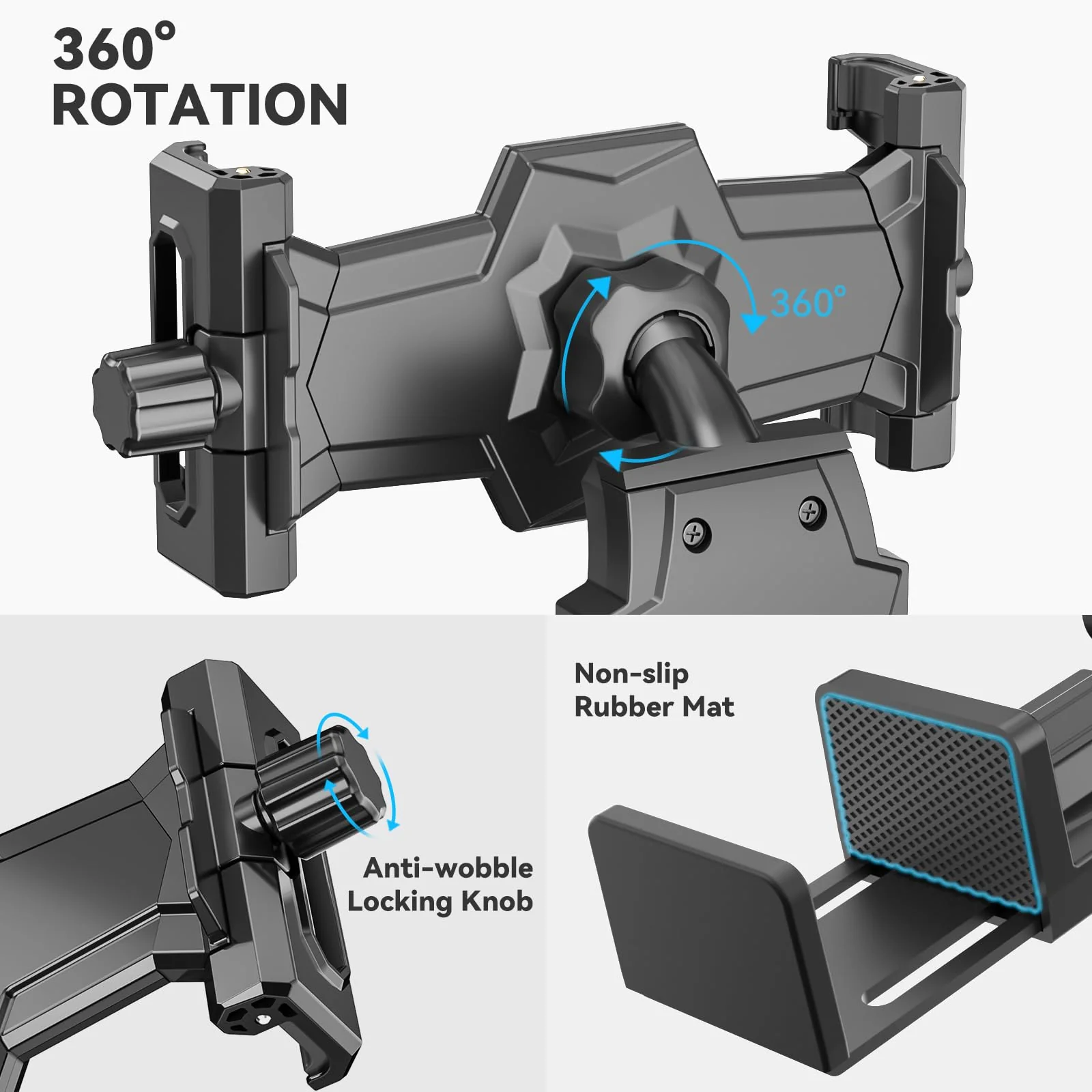 KDD Airplane Tablet Holder Mount, Adjustable Travel Essentials iPad Phone Stand with 360 Degree Rotation, Portable Tesla Model 3/Y Car Headrest Mount Compatible with iPad, Phone, Switch - Image 5