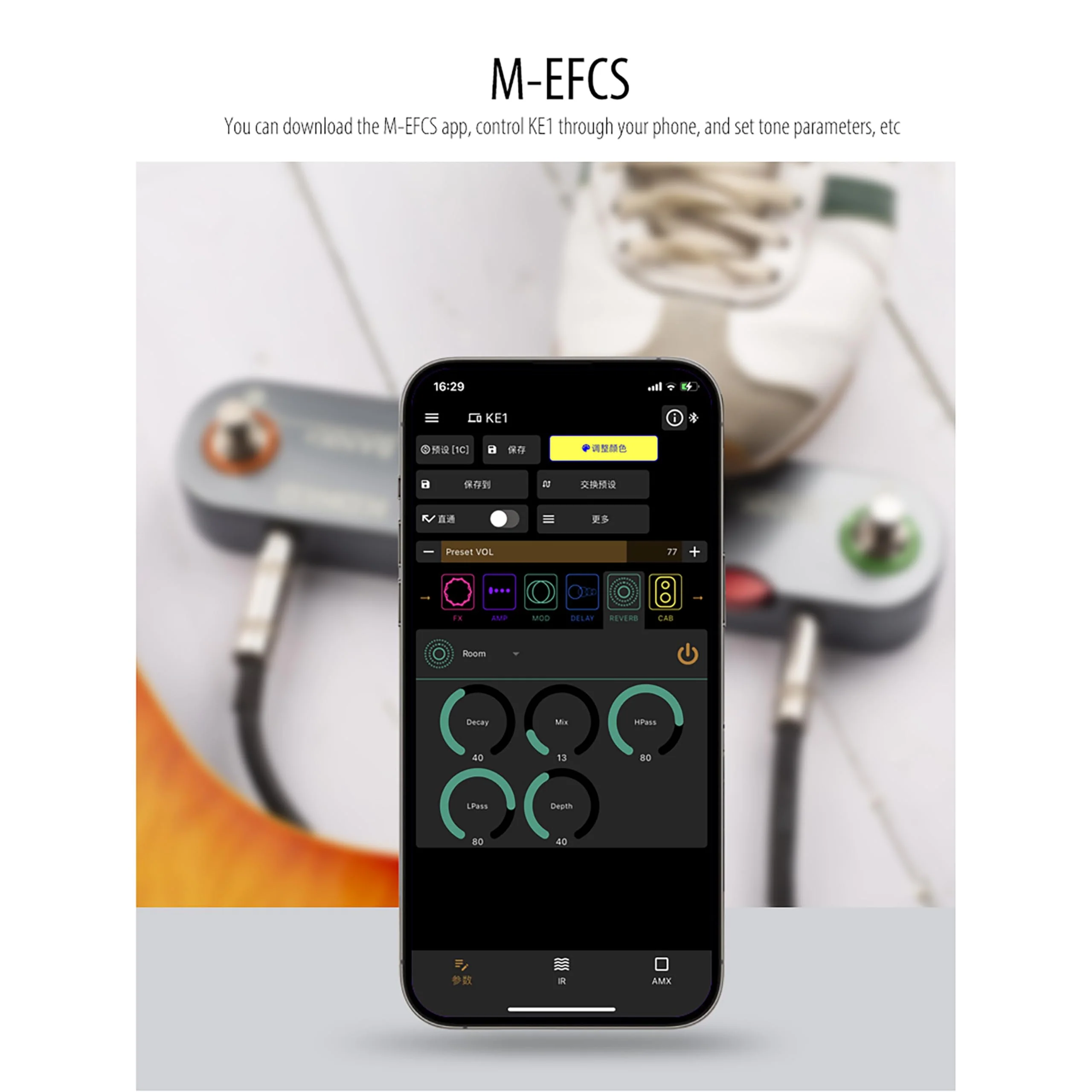 KE1 Multifunctional Guitar Effects Pedal with 36 Custom Presets, Amp & IR Cabinet Modeling - Portable Multi-Effects Processor for Electric Guitar/Bass, Built-in Battery, Mobile Recording - Image 5