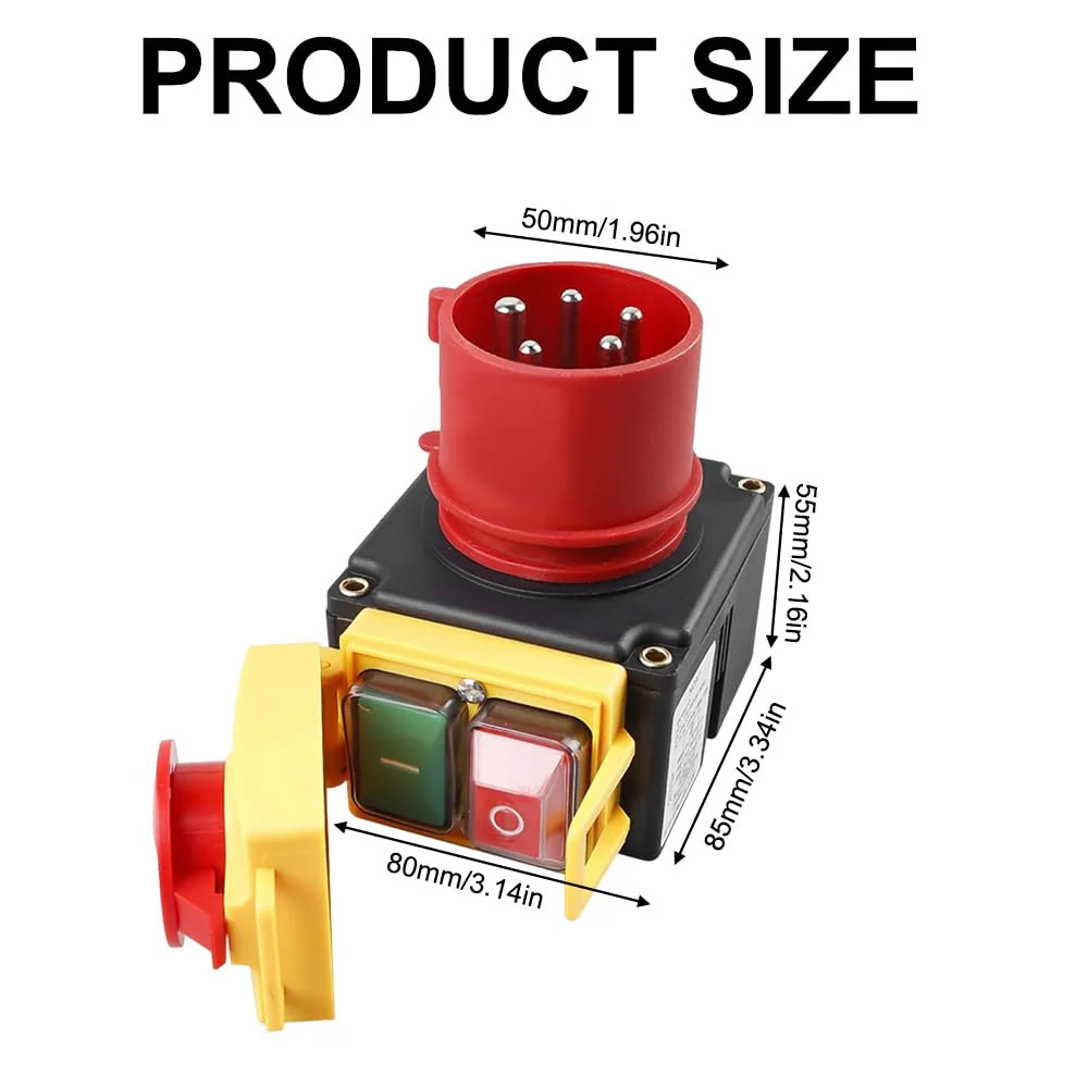 KEDU KOA7 Motor Protection Switch 400 V, 3-Phase Plug Switch with CEE Plug, Machine Switch with Phase Inverter & 67 cm Cable, Waterproof Electromagnetic Switch for Wood Splitter, Identical Design - Image 2