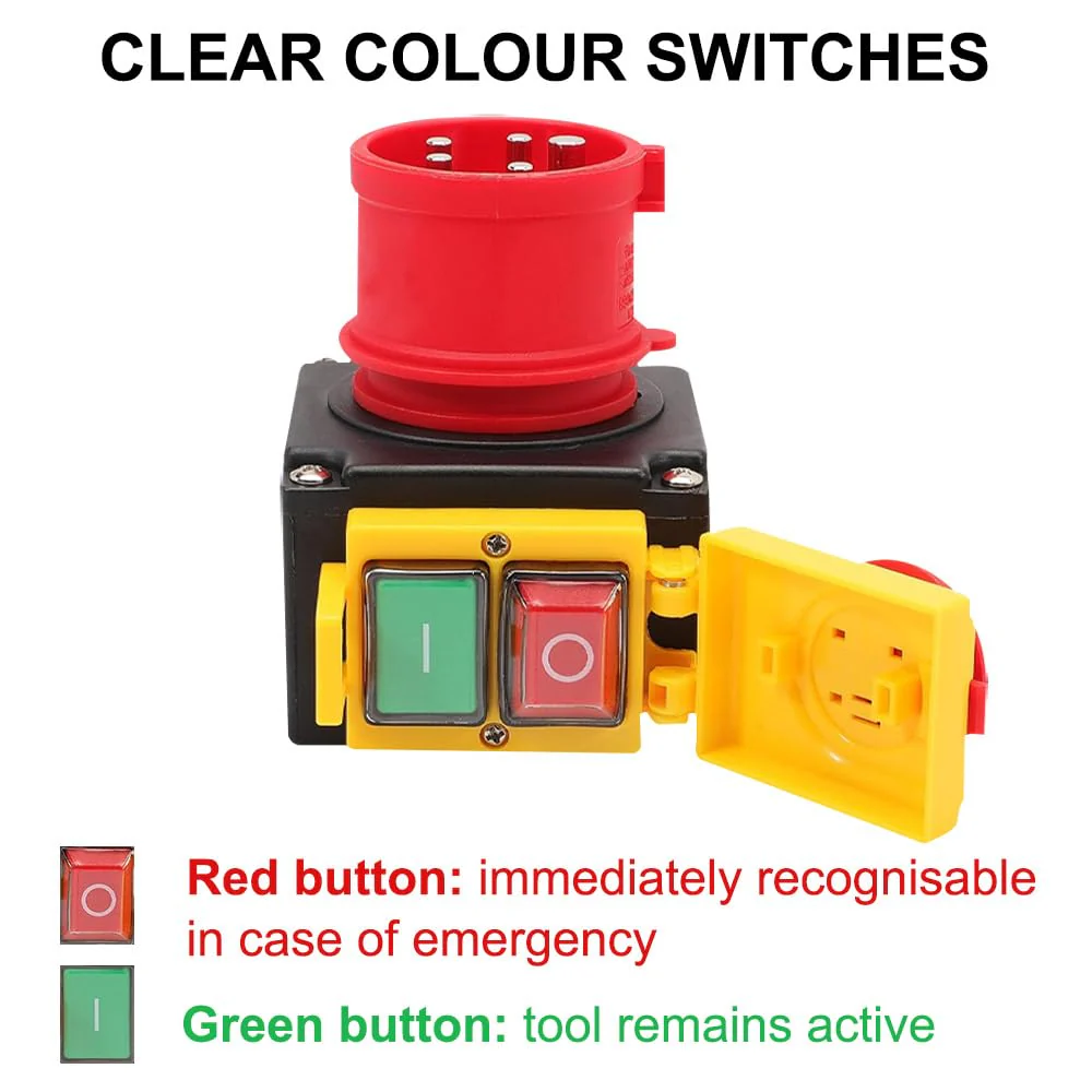 KEDU KOA7 Motor Protection Switch 400 V, 3-Phase Plug Switch with CEE Plug, Machine Switch with Phase Inverter & 67 cm Cable, Waterproof Electromagnetic Switch for Wood Splitter, Identical Design - Image 5
