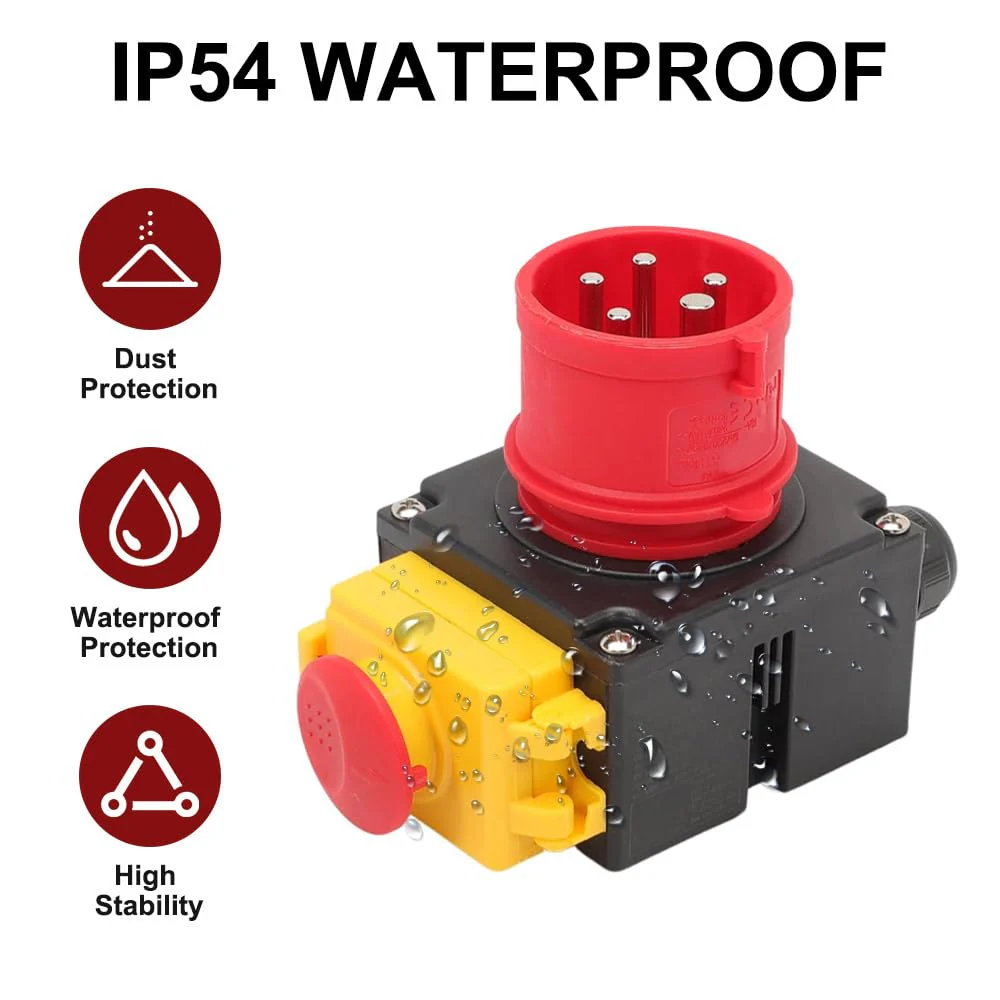 KEDU KOA7 Motor Protection Switch 400 V, 3-Phase Plug Switch with CEE Plug, Machine Switch with Phase Inverter & 67 cm Cable, Waterproof Electromagnetic Switch for Wood Splitter, Identical Design - Image 6