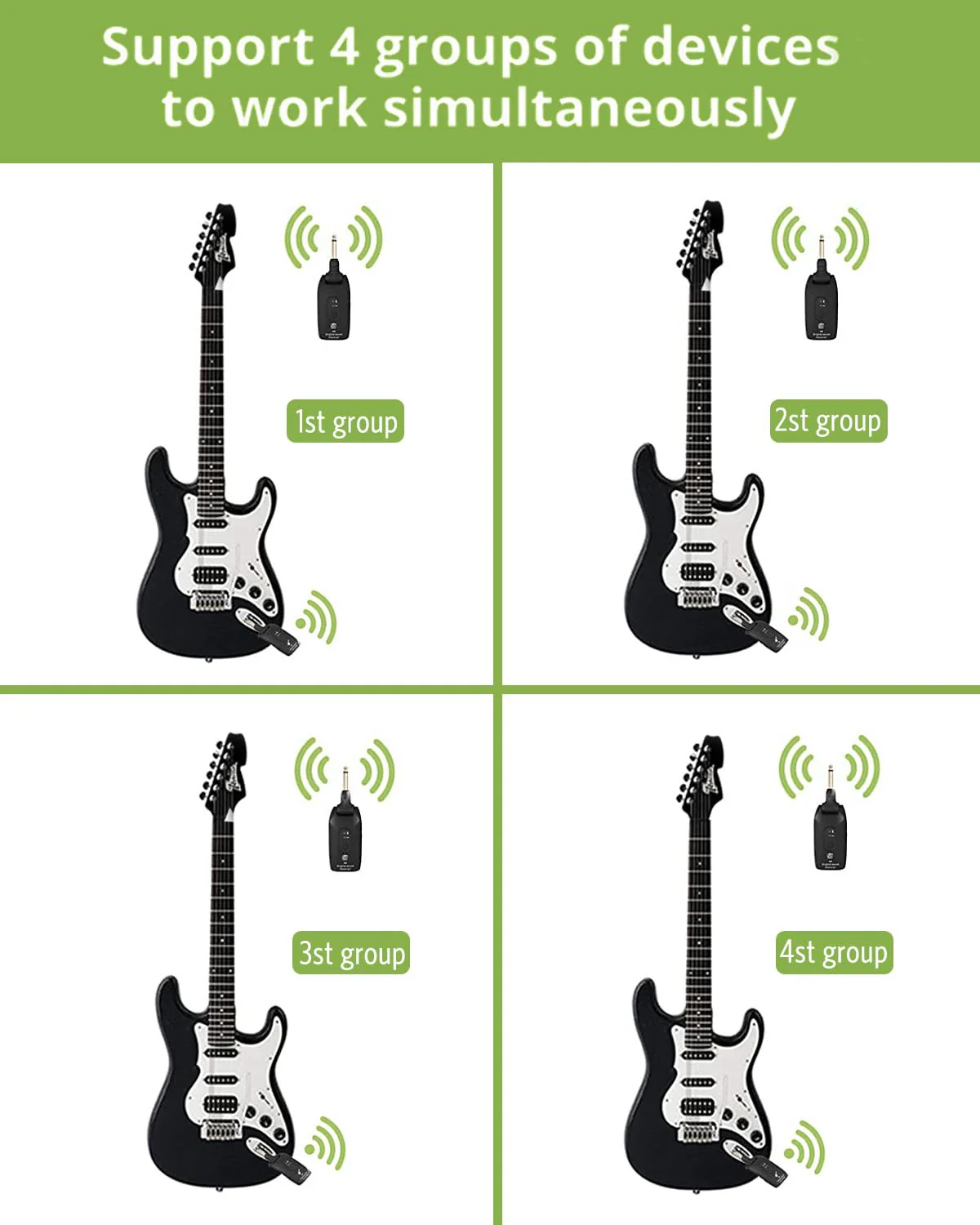 KeeKit 2.4GHz Wireless Guitar System, Rechargeable Audio Transmitter & Receiver with 6.35mm (1/4") Female to 3.5mm Male Adapter, Wireless Guitar Kit for Bass, Keyboard, Electric Organ - Image 4