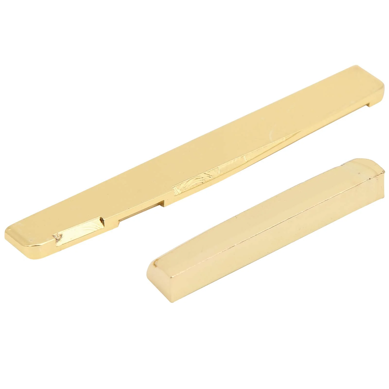 Keenso Guitar Nut and Saddle Set, Guitar Cattle Bone Saddle Metal Acoustic Brass Bone Bridge Saddle for 6 String Musical Instrument Accessories 76mm Saddle - Image 5