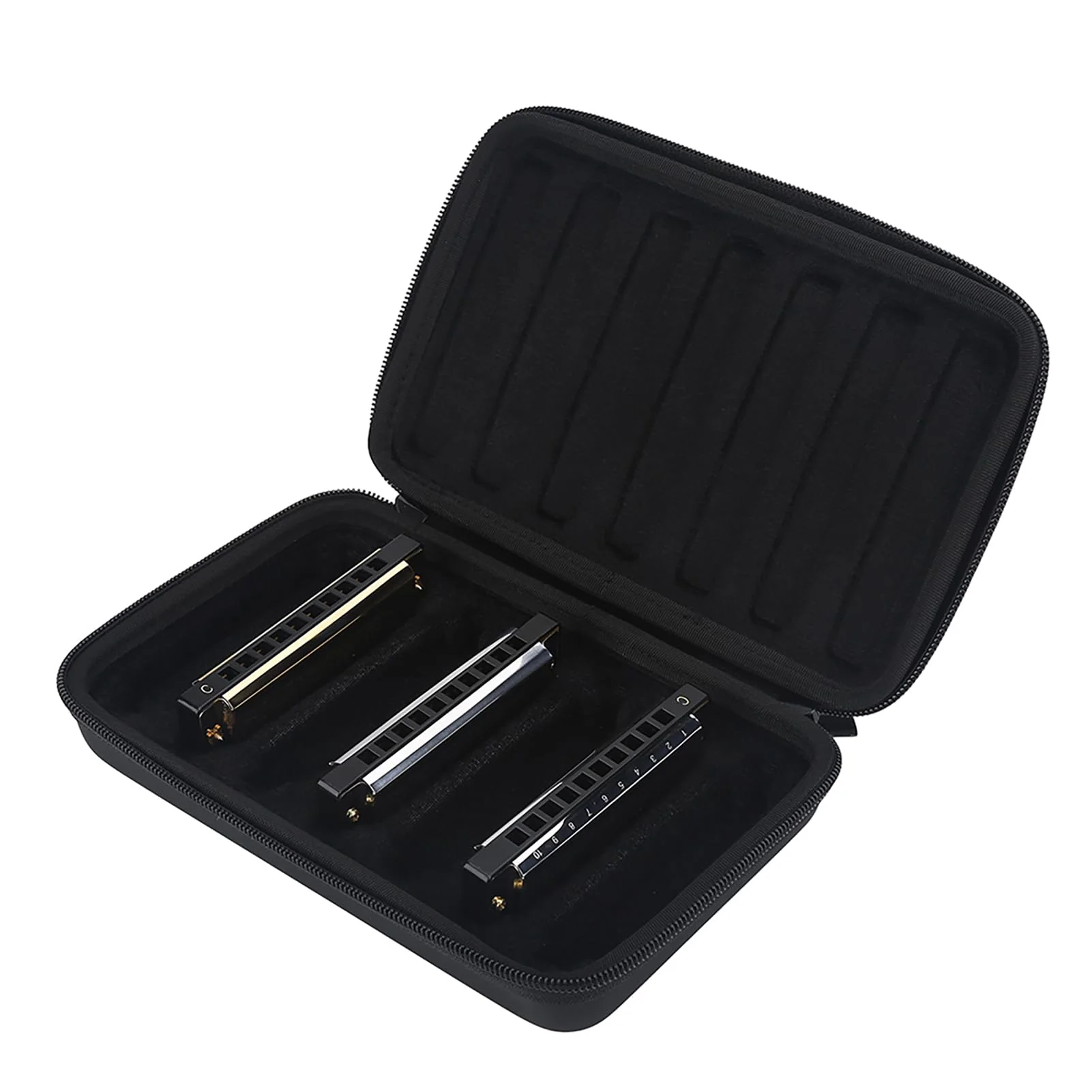 Keenso Harmonica Storage Case, PU Leather Bag for 7 Harmonicas, Lightweight, Portable Design with Soft Inner Slots and Anti - Image 2