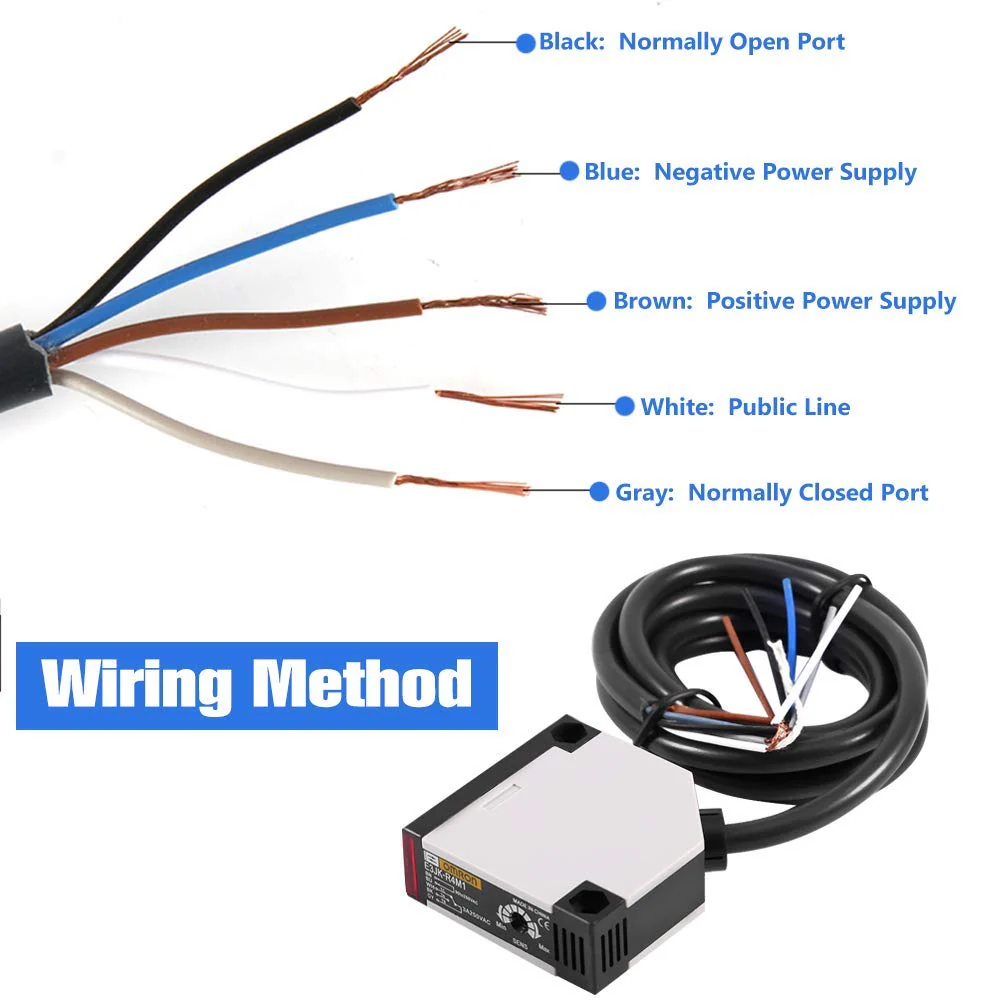 Keenso Photoelectric Switch, E3JK-R4M1 Reflection Photoelectric Sensor AC 90-250V 3A Photoelectric Sensor Reflection Photoelectric Switch (2 Set) - Image 5
