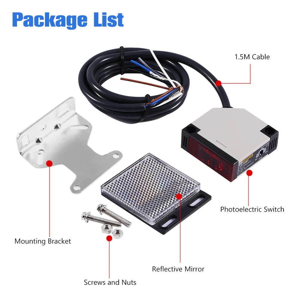 Keenso Photoelectric Switch, E3JK-R4M1 Reflection Photoelectric Sensor AC 90-250V 3A Photoelectric Sensor Reflection Photoelectric Switch (2 Set) - Image 8