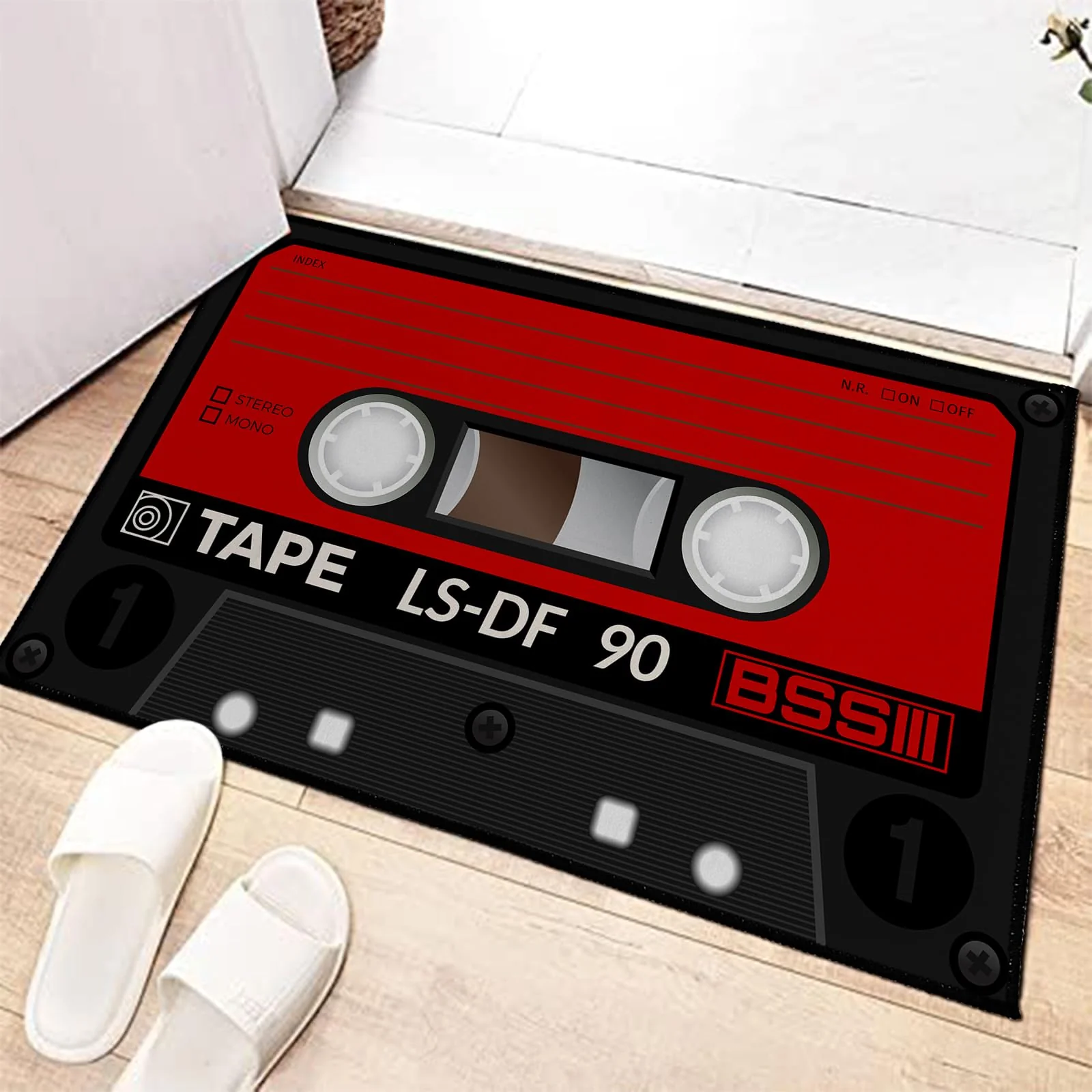 keepcute Audio Cassette Tape Record Area Rug Non-Slip Floor Mat Bedroom Carpets Rugs for Living Room Bedroom Offices, Home Decor 2' x 3' 2' x 3' (Rectangular)