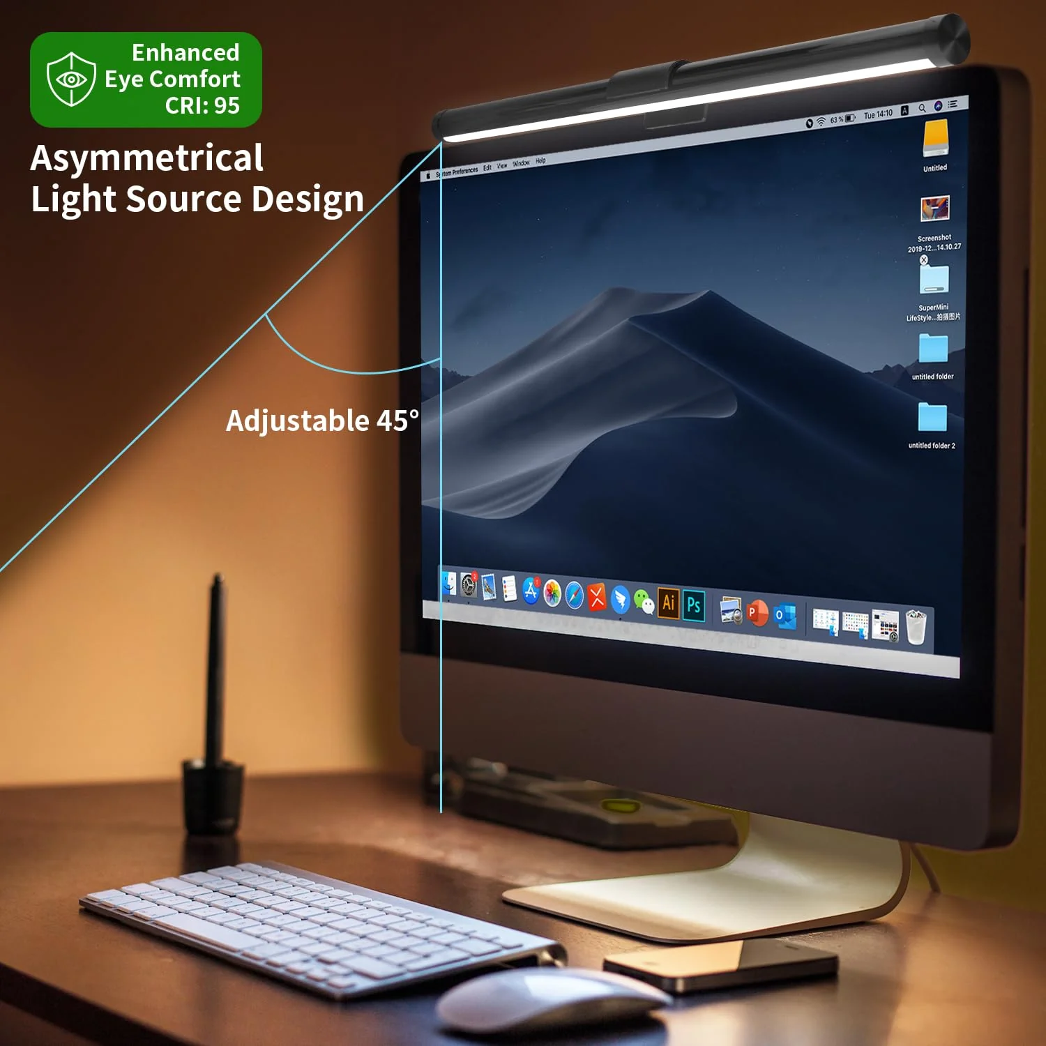 KEING USB Reading Screen Monitor Light, 15 Modes RGB Dimmable Backlight, Eye-Care Dual Light Computer Light Bar Gaming Office Desk Lamp, 5 Color Temperature Adjustable Brightness - Image 6