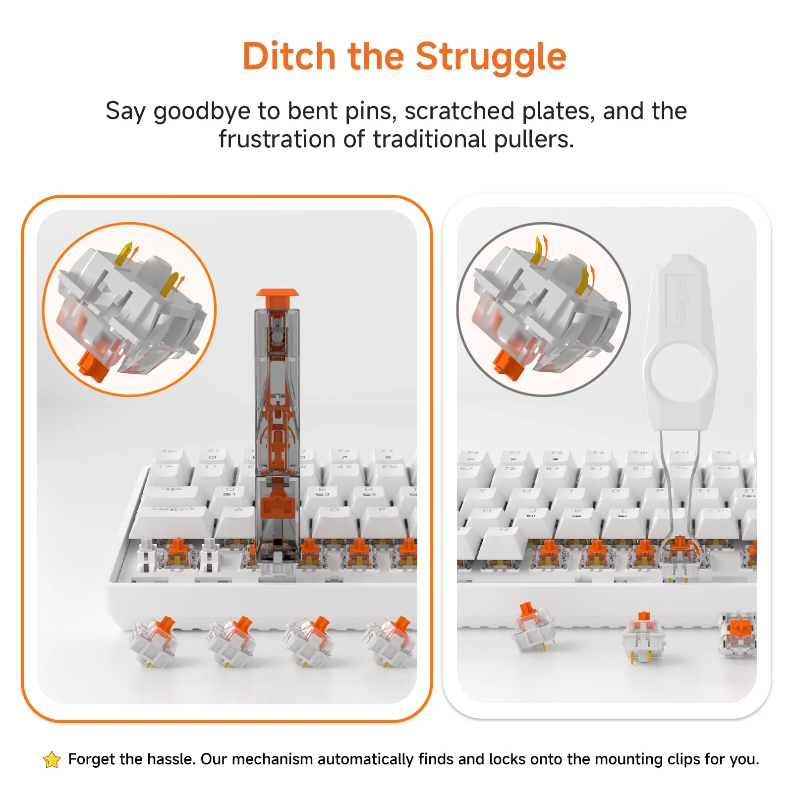 KEMOVE P10SE SwitchPuller for Hot-Swappable Mechanical Gaming Keyboard Black Translucent & Vivid Orange Center - Image 5