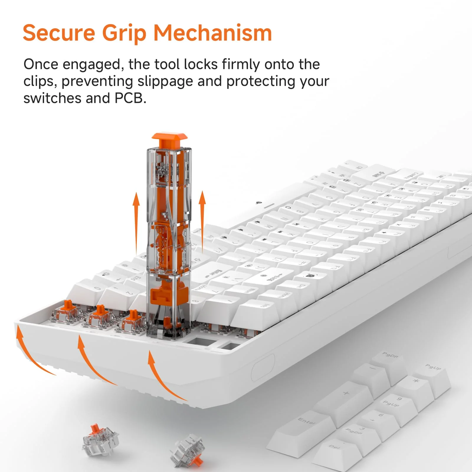 KEMOVE P10SE SwitchPuller for Hot-Swappable Mechanical Gaming Keyboard Black Translucent & Vivid Orange Center - Image 8