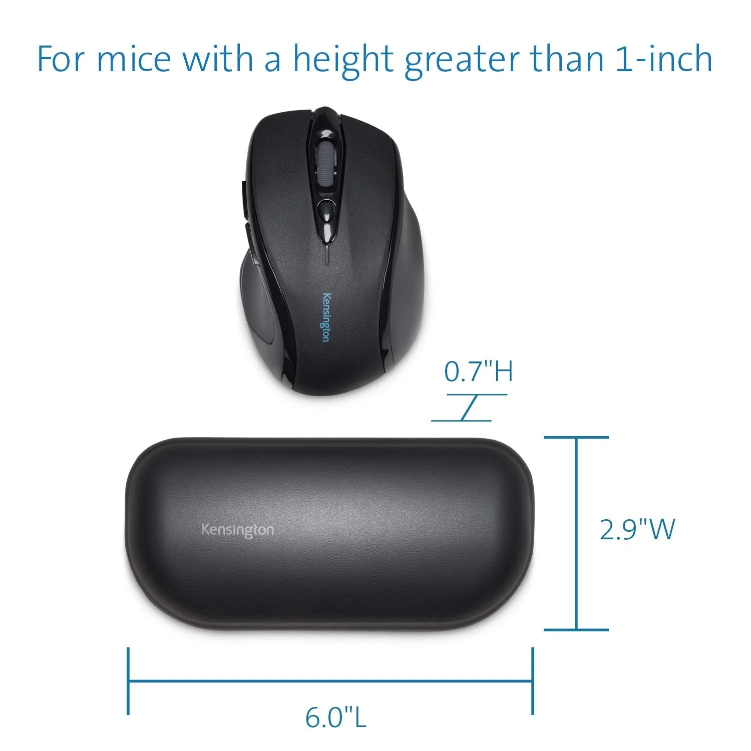 Kensington ErgoSoft Wrist Rest for Standard Mouse, Black (K52802WW), 2.9 x 0.7 x 6 inches Mouse Wrist Rest - Image 3
