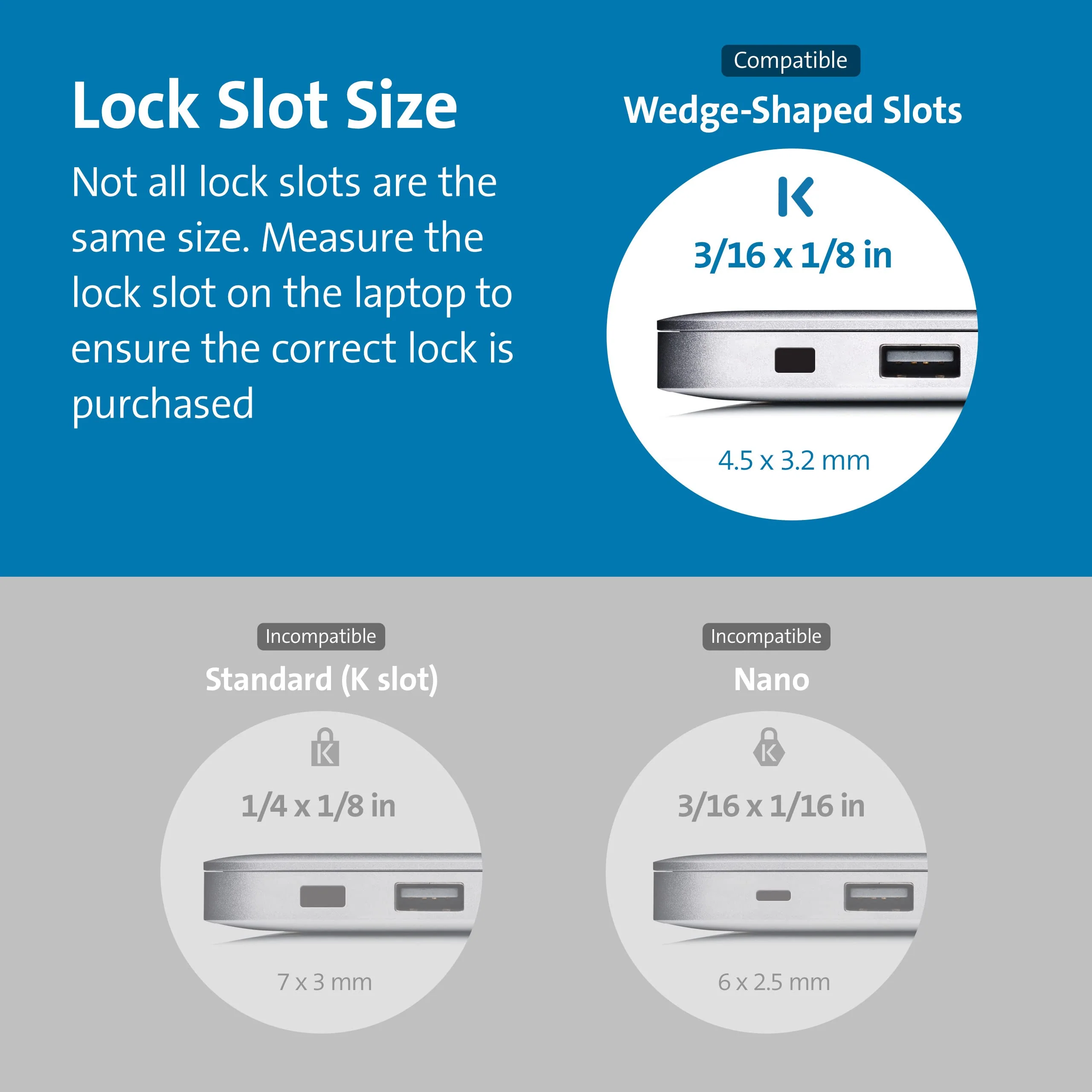 Kensington Slim N17 2.0 Combination Laptop Lock for Wedge-Shaped Slot Dell Laptops (K65094WW) - Image 2