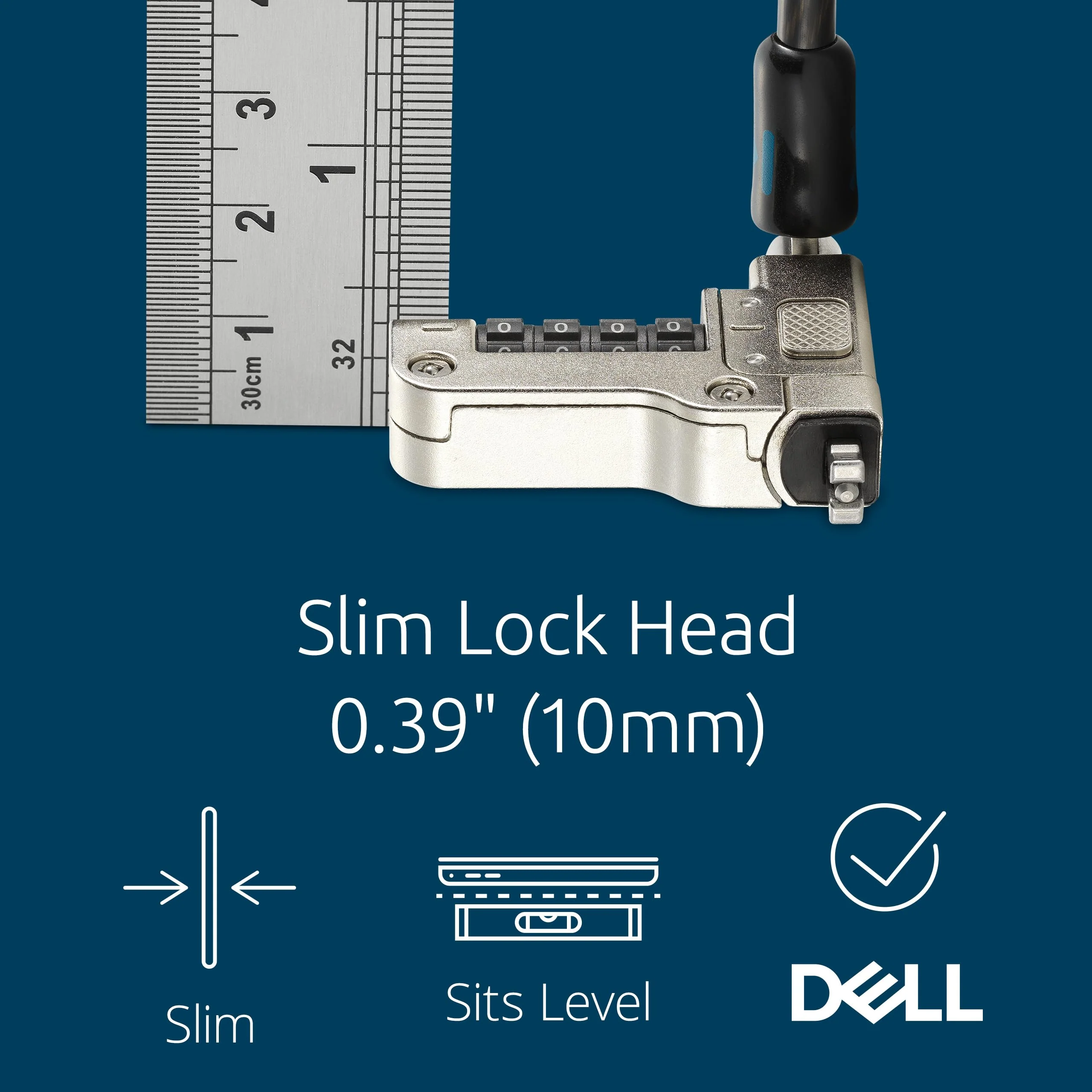 Kensington Slim N17 2.0 Combination Laptop Lock for Wedge-Shaped Slot Dell Laptops (K65094WW) - Image 3