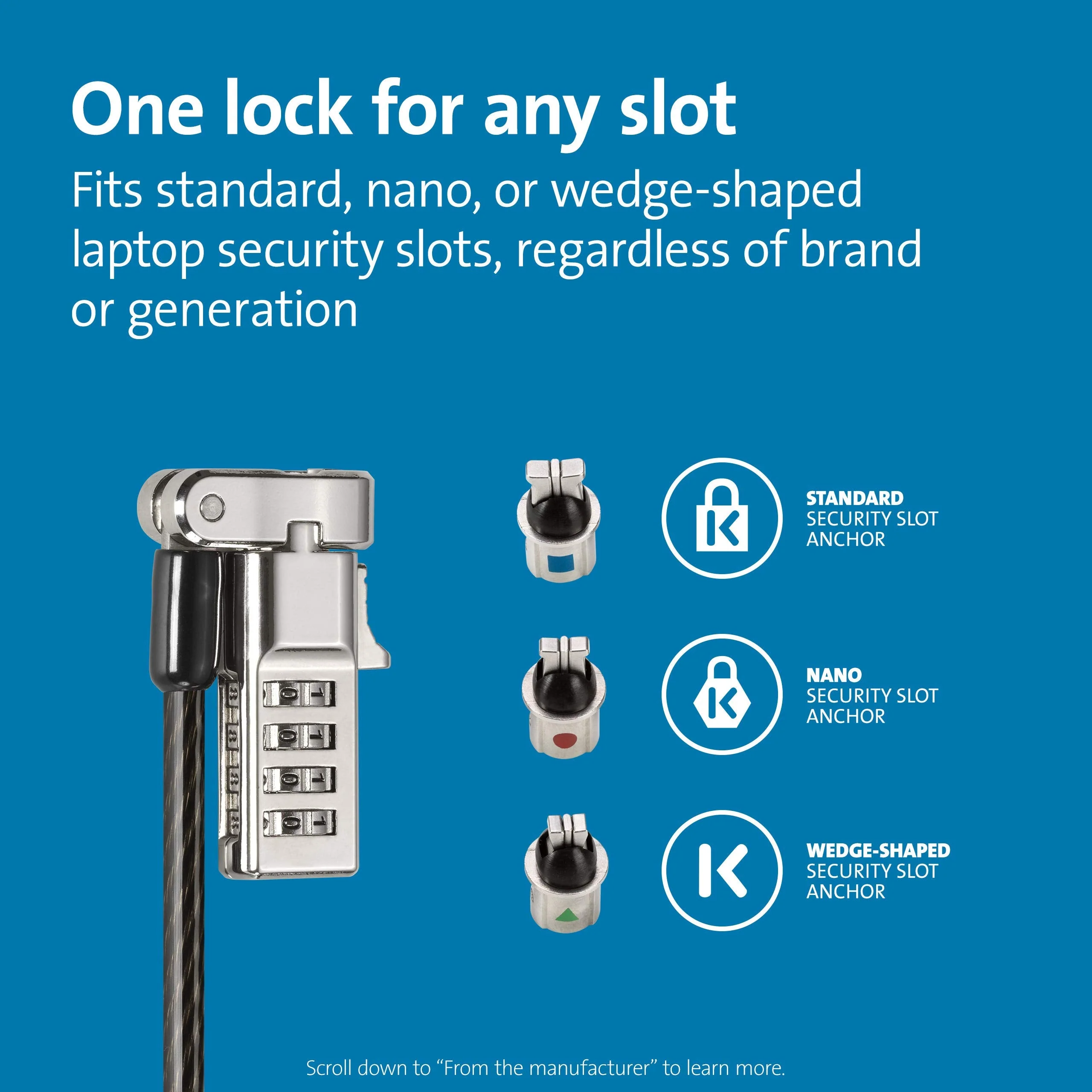 Kensington Universal 3-in-1 Combination Laptop Lock - resettable Version (K62316WW) - Image 2