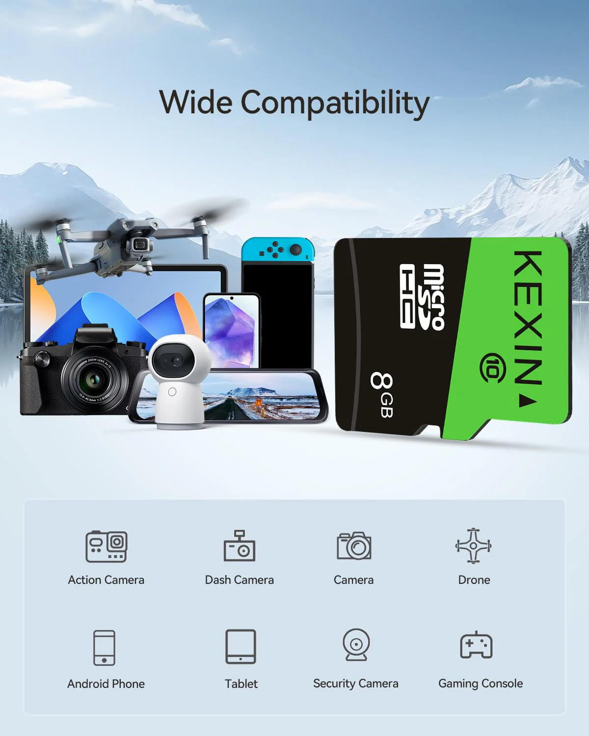 KEXIN 8GB Micro SD Card 10 Pack with SD Adapter microSDHC Memory Card UHS-I C10 Micro SD Card Full HD High Speed TF Card for Smartphone Tablet Action Camera Dash Cam Drone Game Console - Image 2