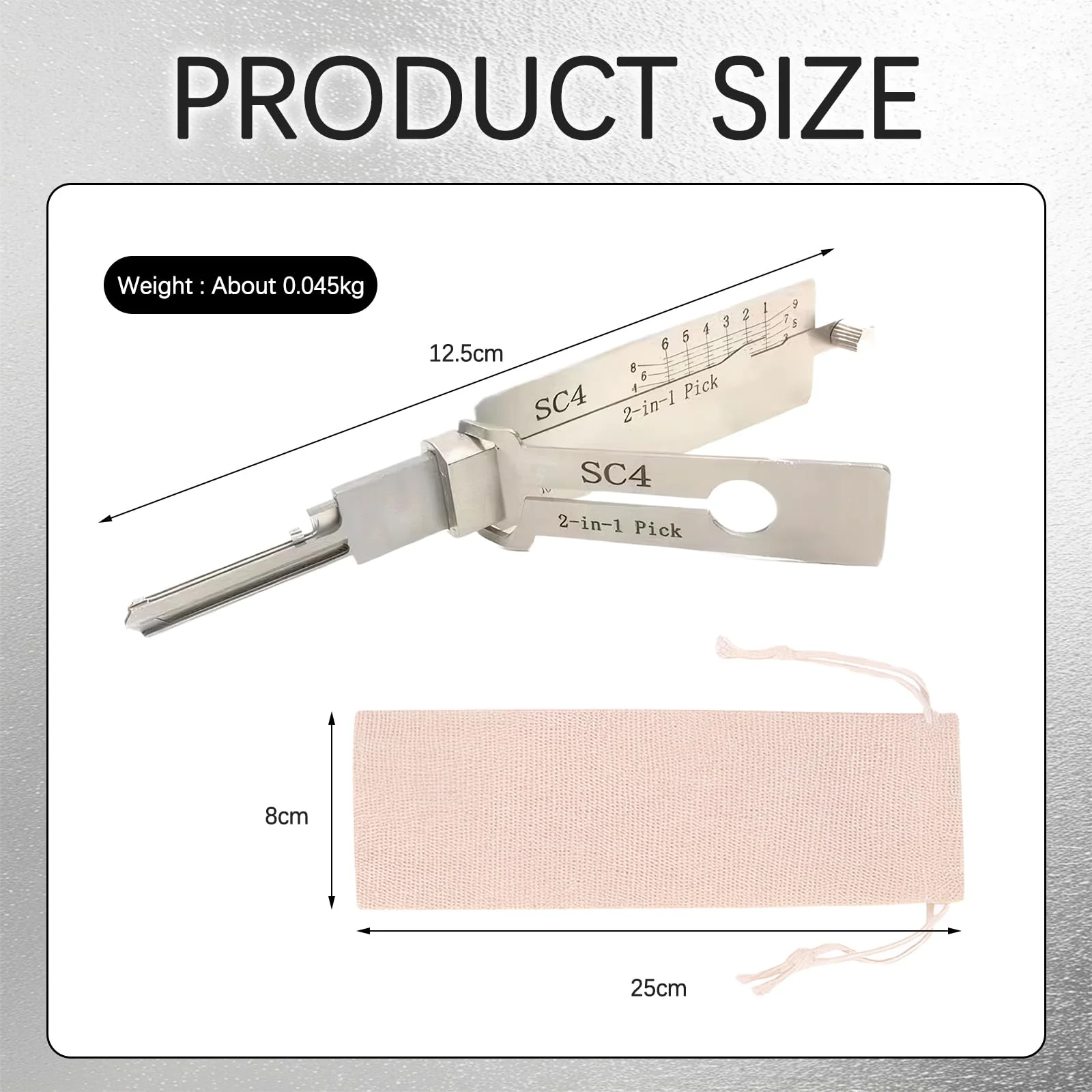 Key Decoder Made of Stainless Steel, Key Decoder Master Key Decoder, SC4 Stainless Steel Key Decoder Auto Lock Pick Stainless Steel Master Key Decoder with Storage Bag for Door Locks - Image 6