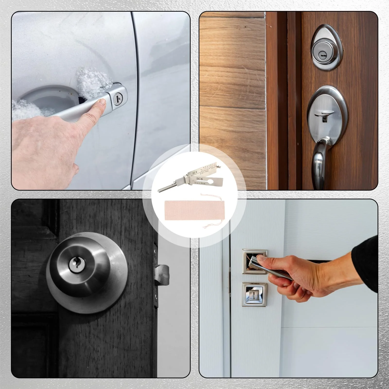 Key Decoder Made of Stainless Steel, Key Decoder Master Key Decoder, SC4 Stainless Steel Key Decoder Auto Lock Pick Stainless Steel Master Key Decoder with Storage Bag for Door Locks - Image 7