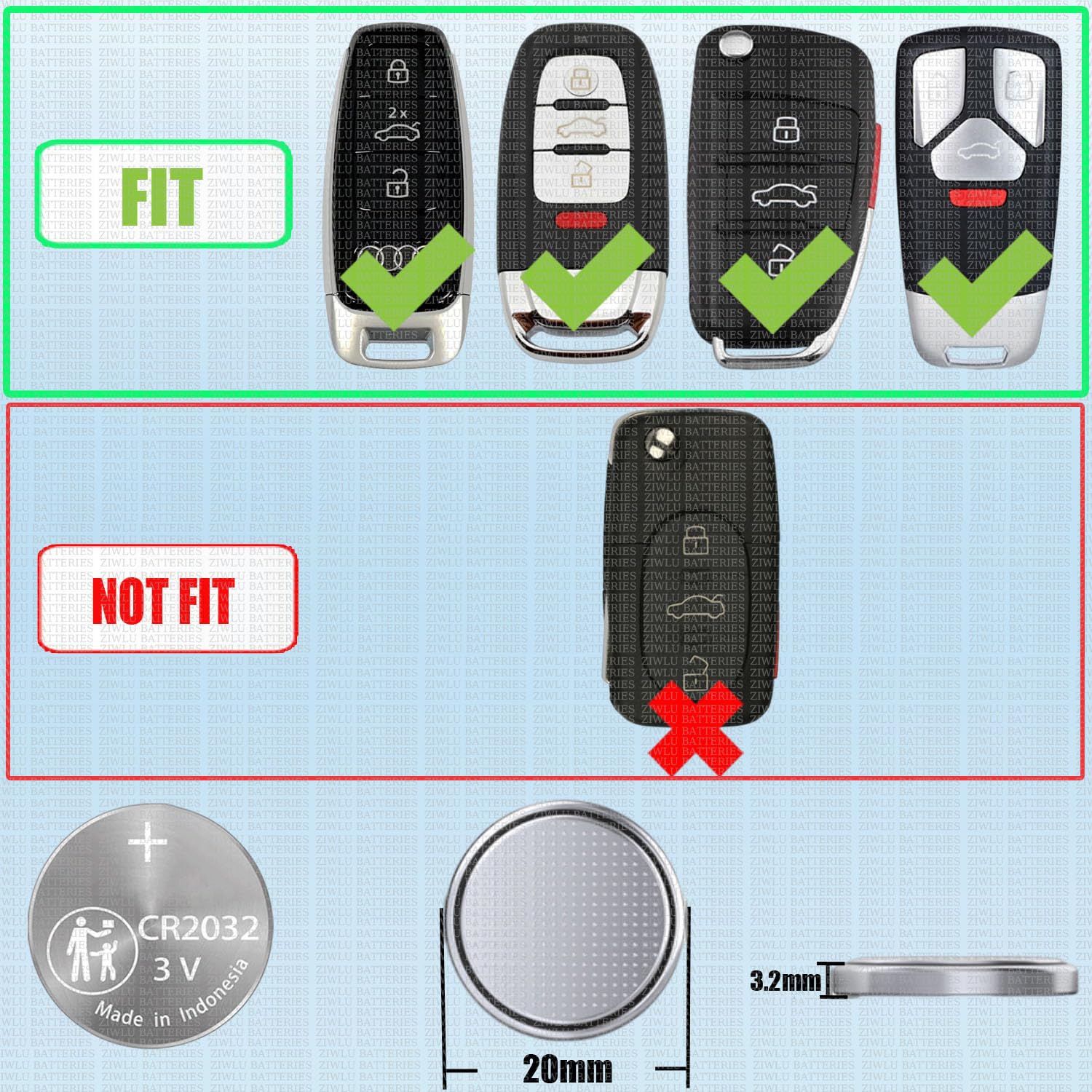 Key Fob Battery Replacement for Audi A1 A3 A4 A5 A6 A7 A8 Q3 Q5 Q7 Q8 R8 RS RS3 RS4 RS5 RS6 RS7 S3 S4 S5 S6 S7 S8 SQ5 SQ7 SQ8 TT Quattro TTS Allroad Sportback Remote Key - Image 2