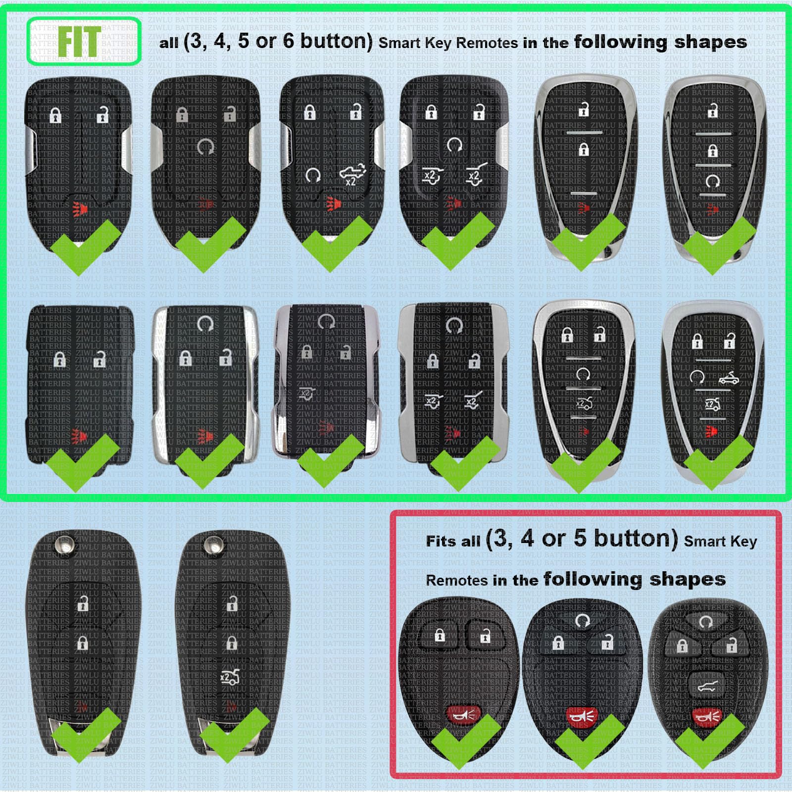 Key Fob Battery Replacement for Chevrolet GMC Chevy Silverado Tahoe Sierra Yukon Equinox Malibu Cruze Impala Terrain Acadia Blazer Camaro Canyon Colorado Cruze Suburban Sonic Spark Trax Remote Key - Image 2