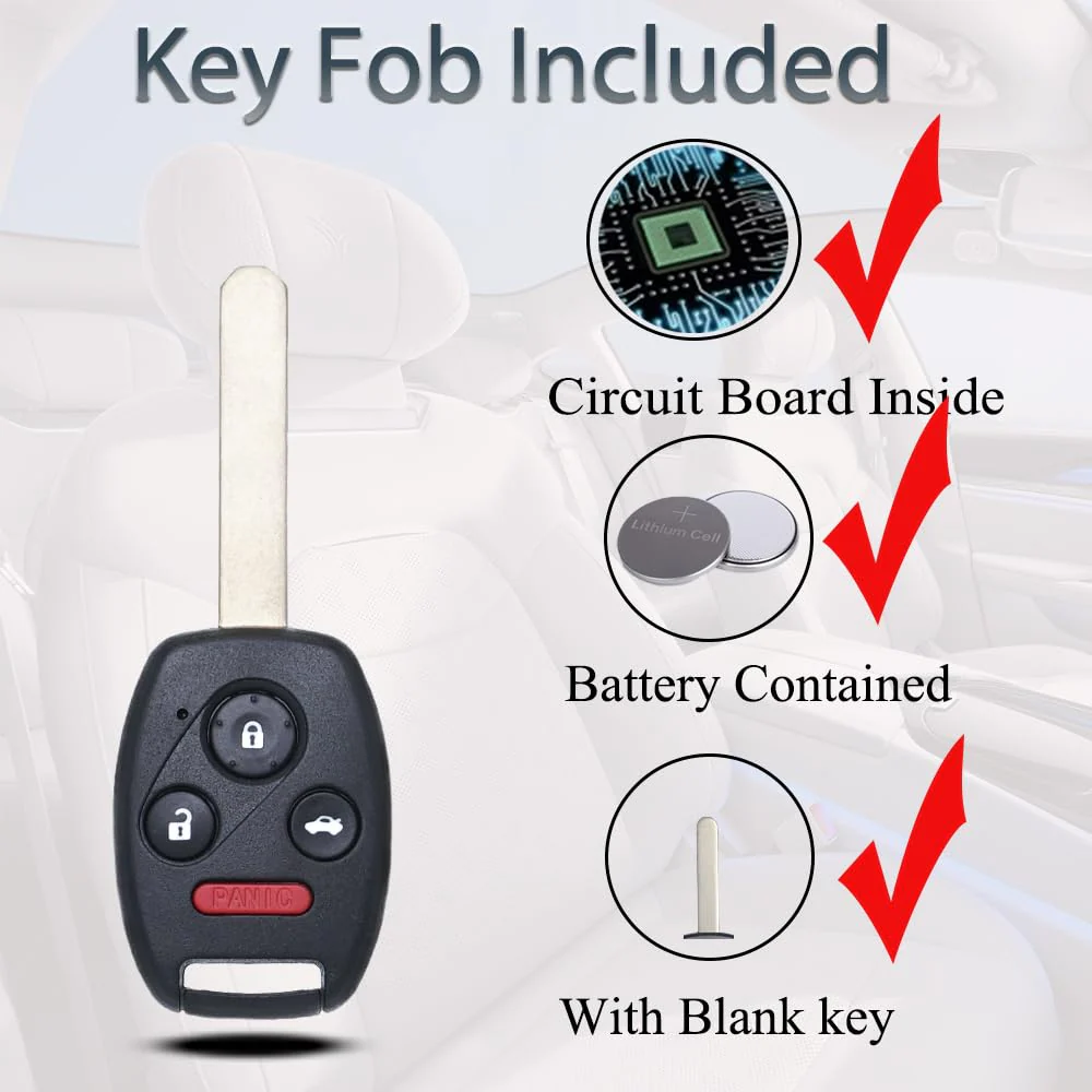 Key Fob Fits for Honda Accord 2008 2009 2010 2011 2012 (Sedan Only) / Pilot 2009- 2013 2014 2015 KR55WK49308 Remote Control Head Key Replacement 35118-TA0-A00 ID46 - Image 4